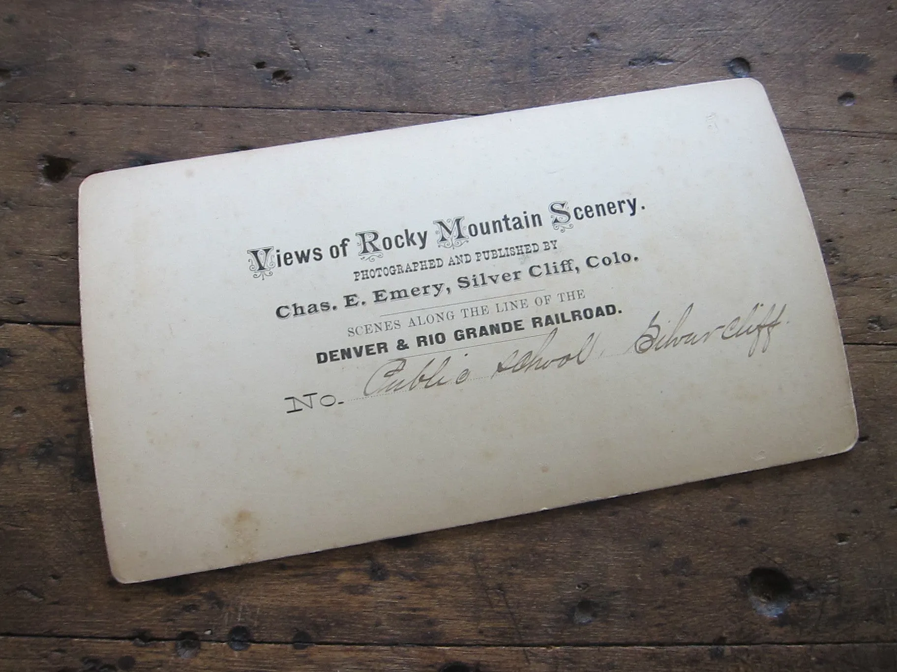 Stereoscope Card by Charles Emery 1880's ,Public School Silver Cliff Colorado
