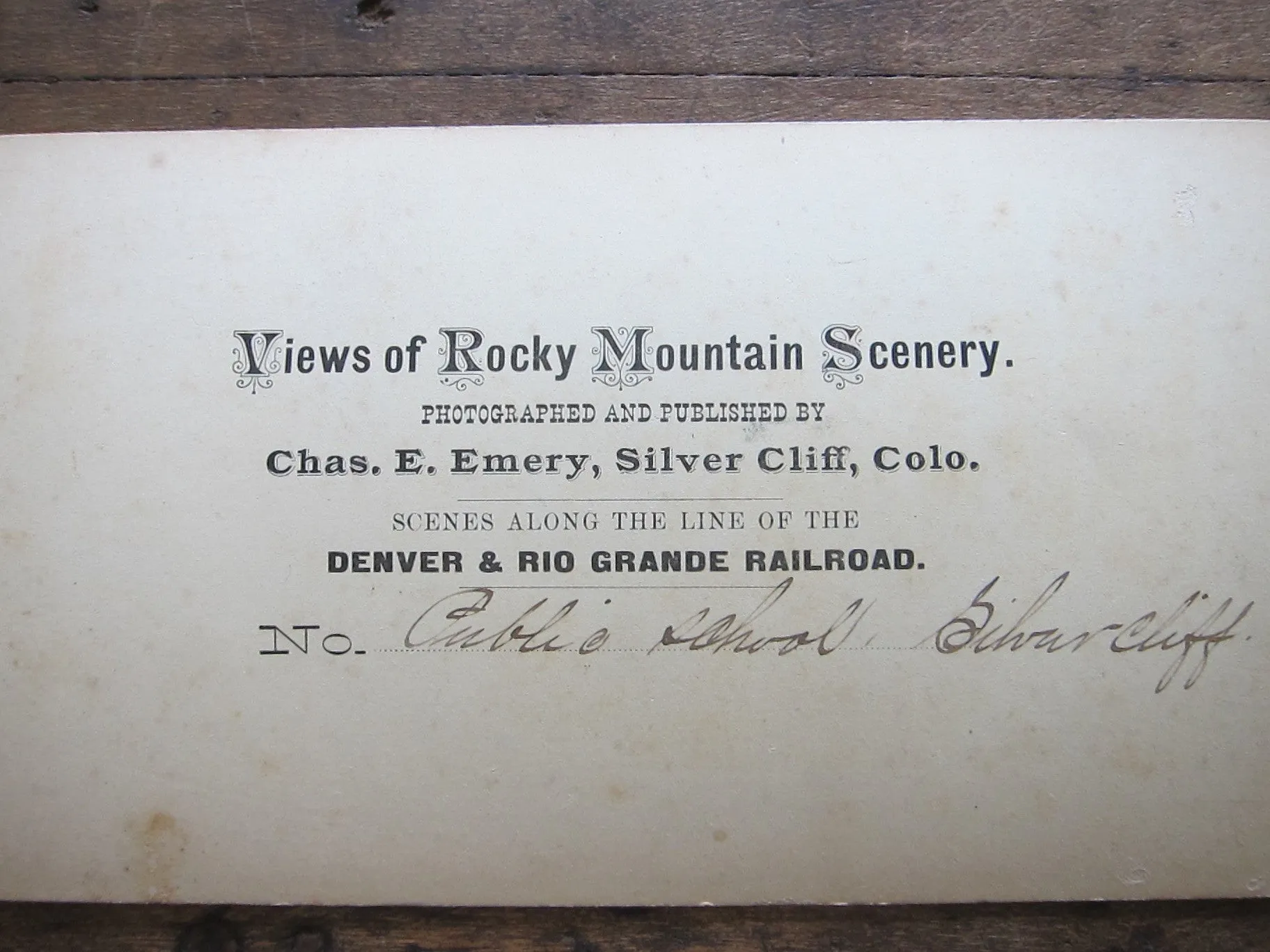 Stereoscope Card by Charles Emery 1880's ,Public School Silver Cliff Colorado