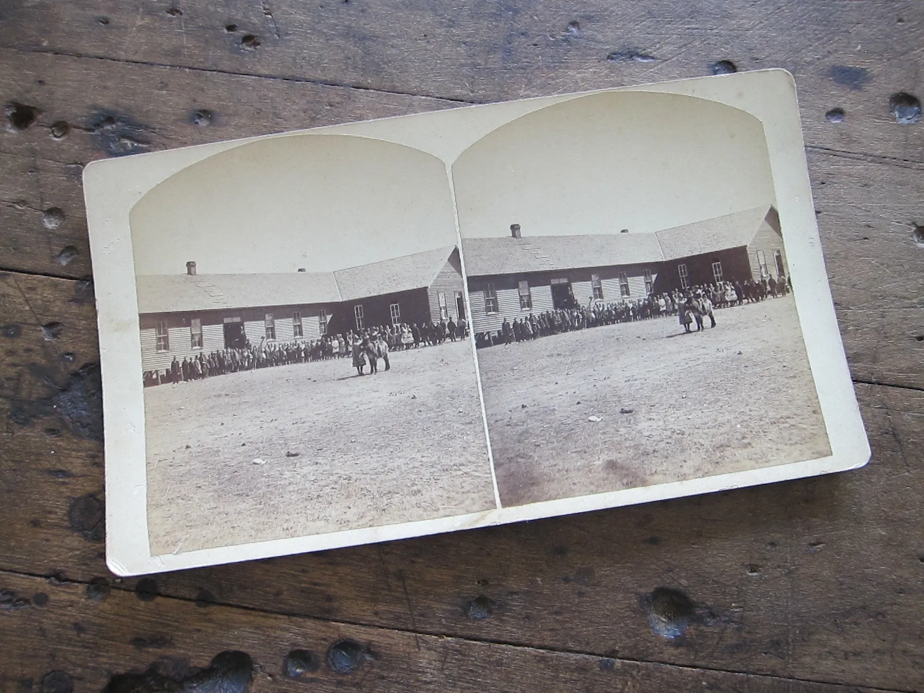 Stereoscope Card by Charles Emery 1880's ,Public School Silver Cliff Colorado