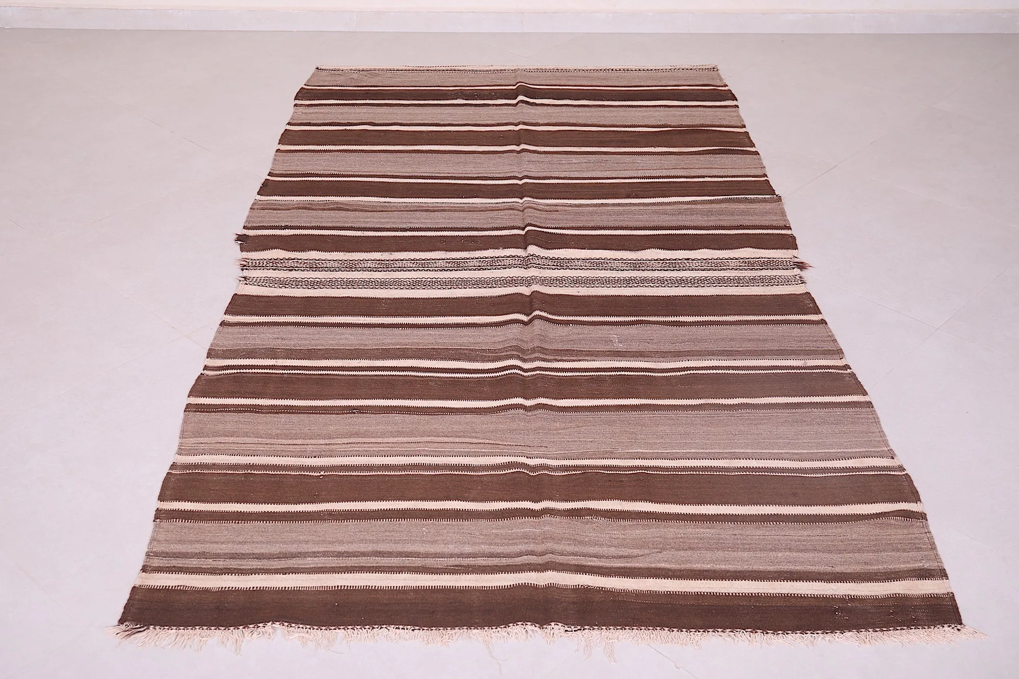 Striped Moroccan Berber Kilim Rug - 4.5x8.1 ft Handwoven