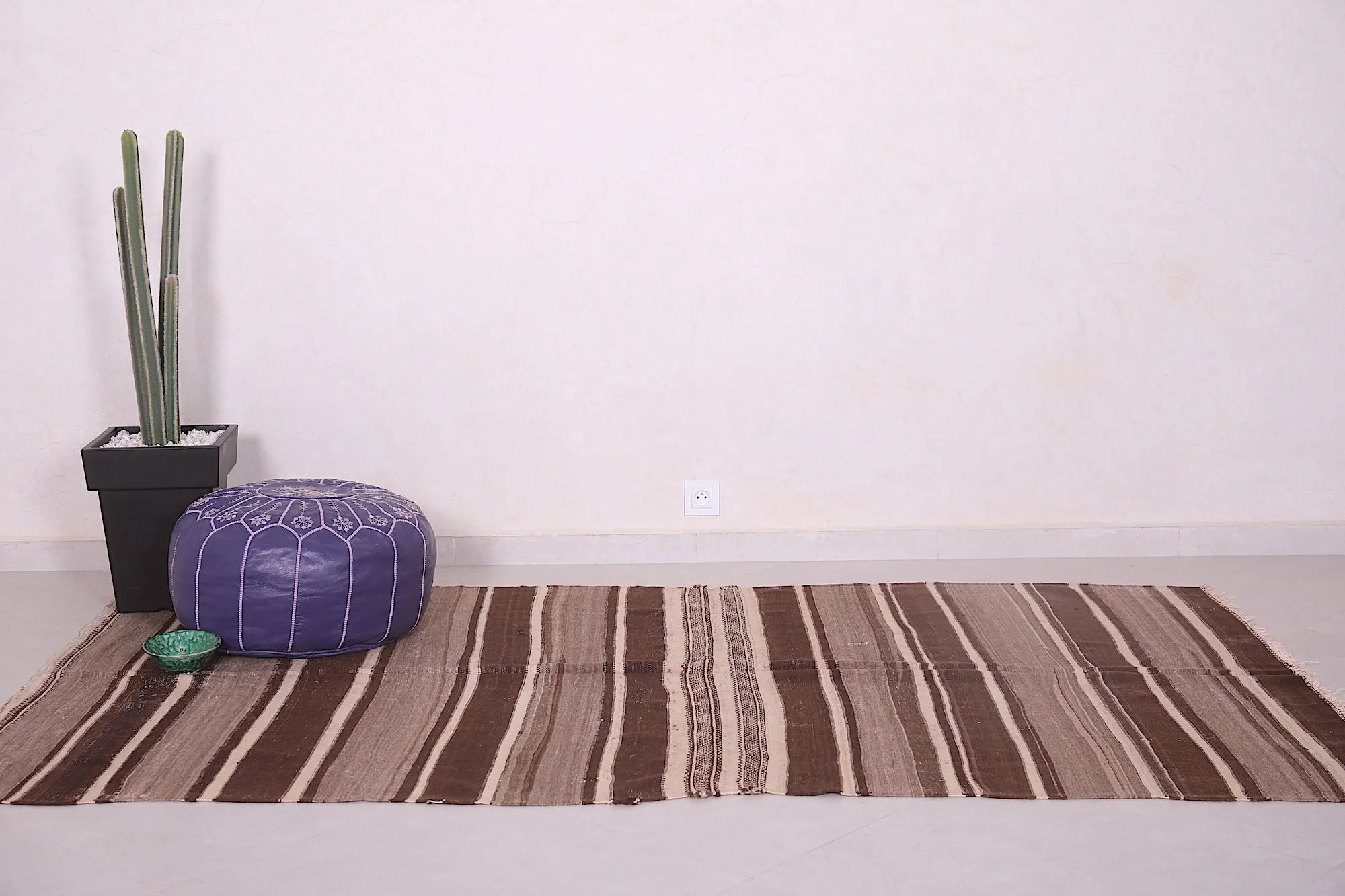 Striped Moroccan Berber Kilim Rug - 4.5x8.1 ft Handwoven