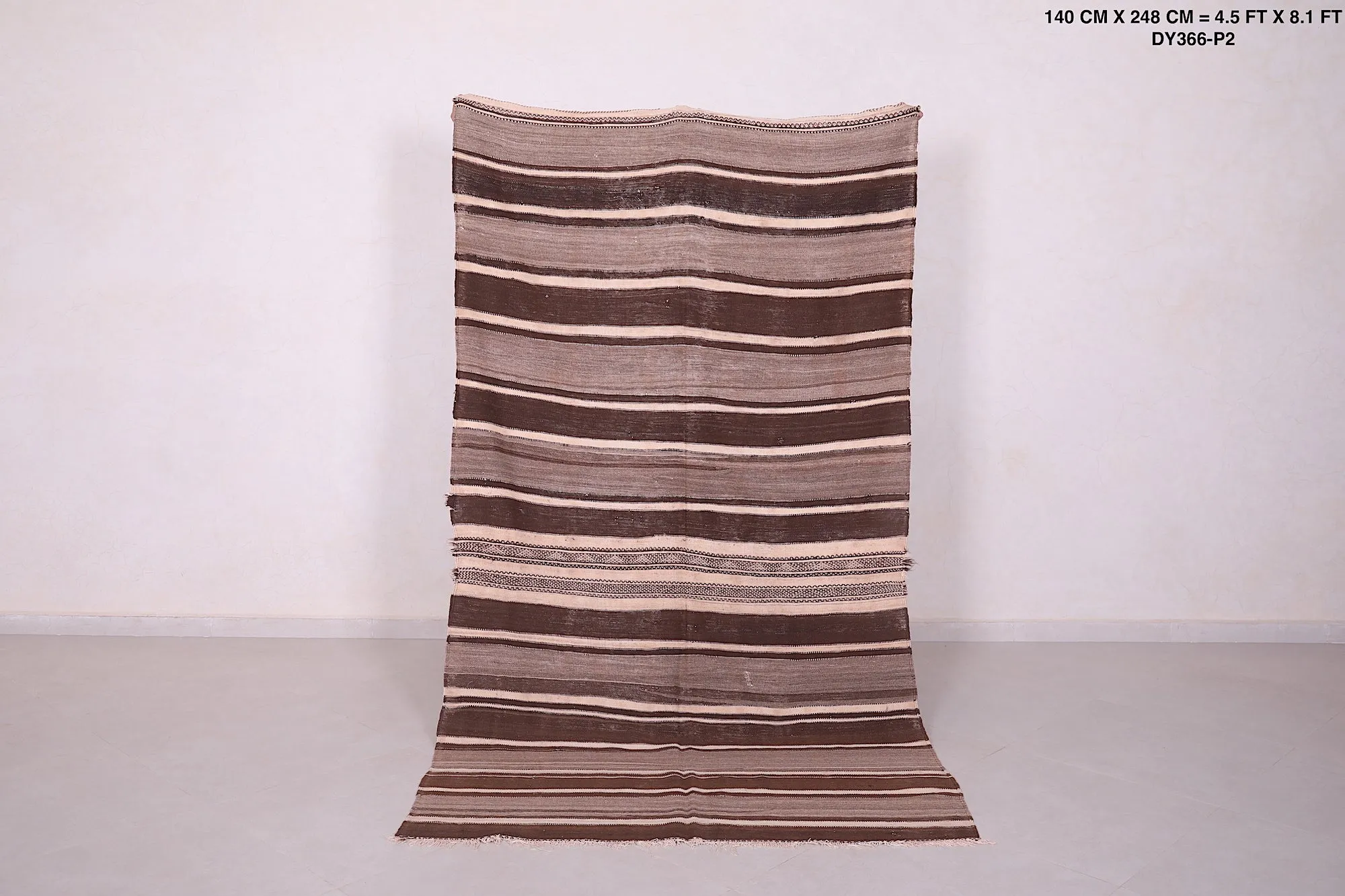 Striped Moroccan Berber Kilim Rug - 4.5x8.1 ft Handwoven