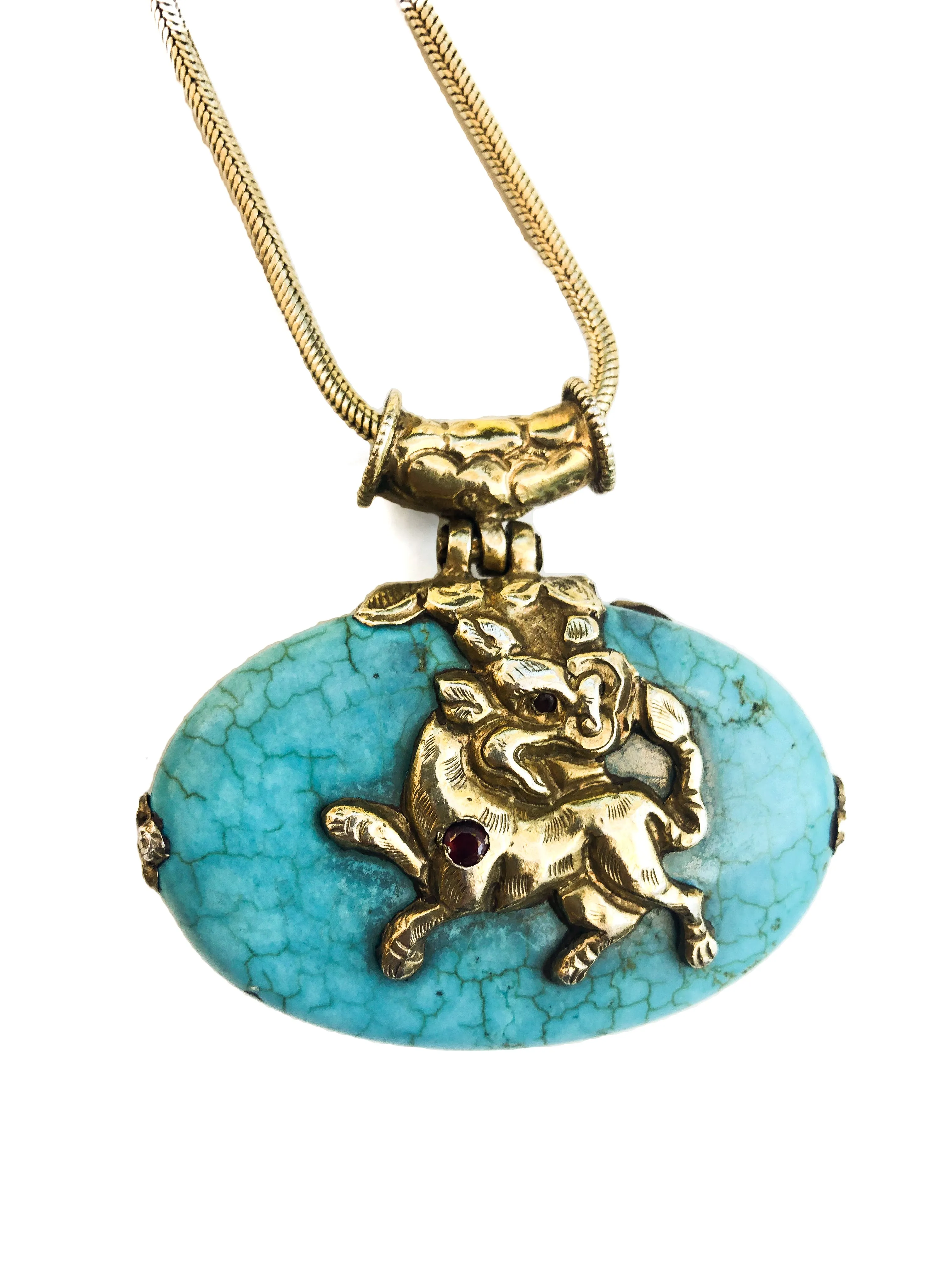 Stunning Red Sapphire Encrusted Power Dragon Necklace