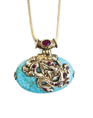 Stunning Red Sapphire Encrusted Power Dragon Necklace