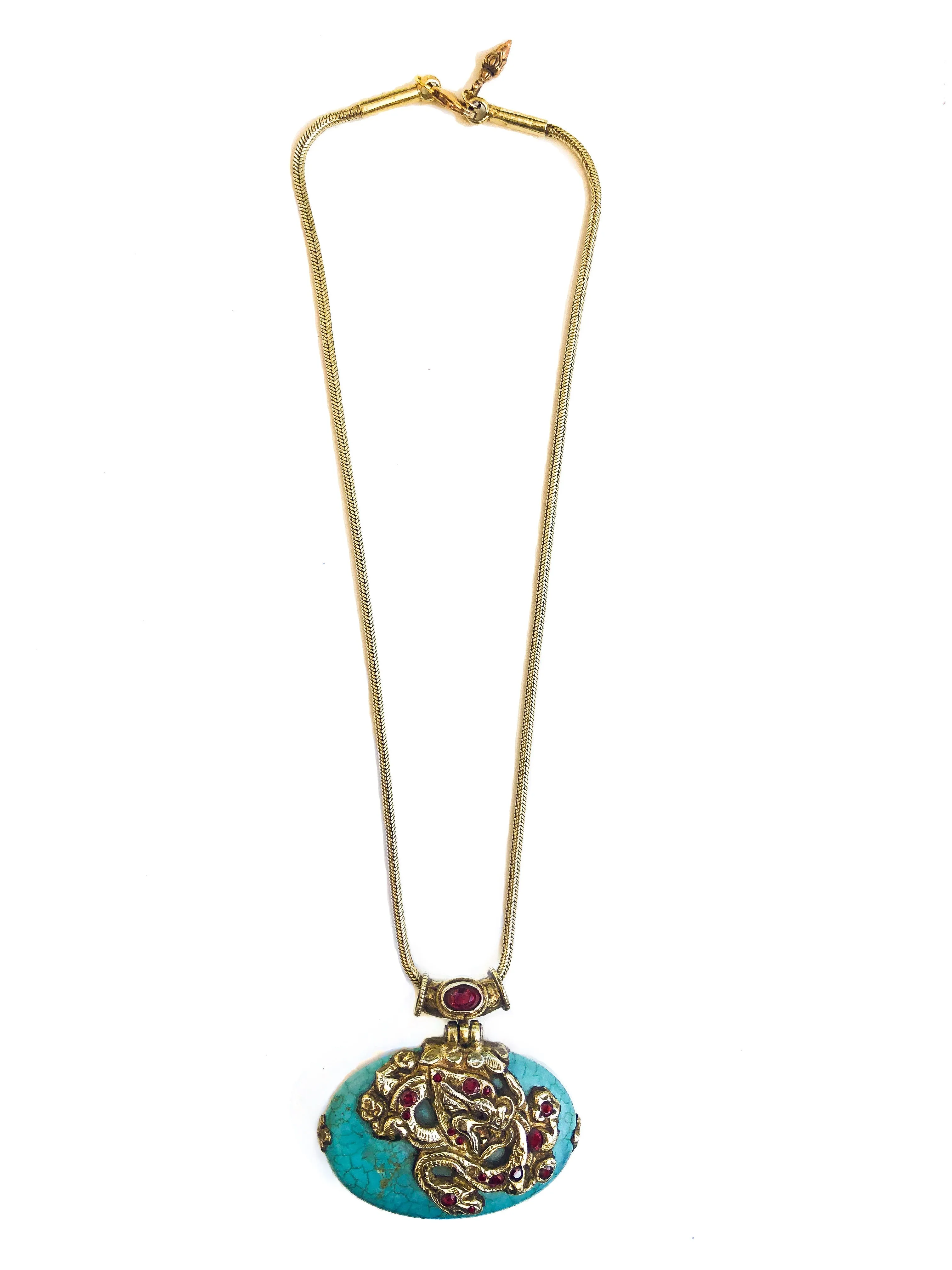 Stunning Red Sapphire Encrusted Power Dragon Necklace