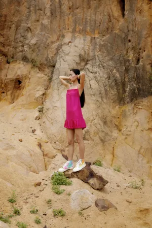 Summer Dress Balloon-Silk-Fuchsia-Black-Moss Green-Metallic Gold-Elaya Itu 36-Fashion Edit Maya Vana-Ituvana