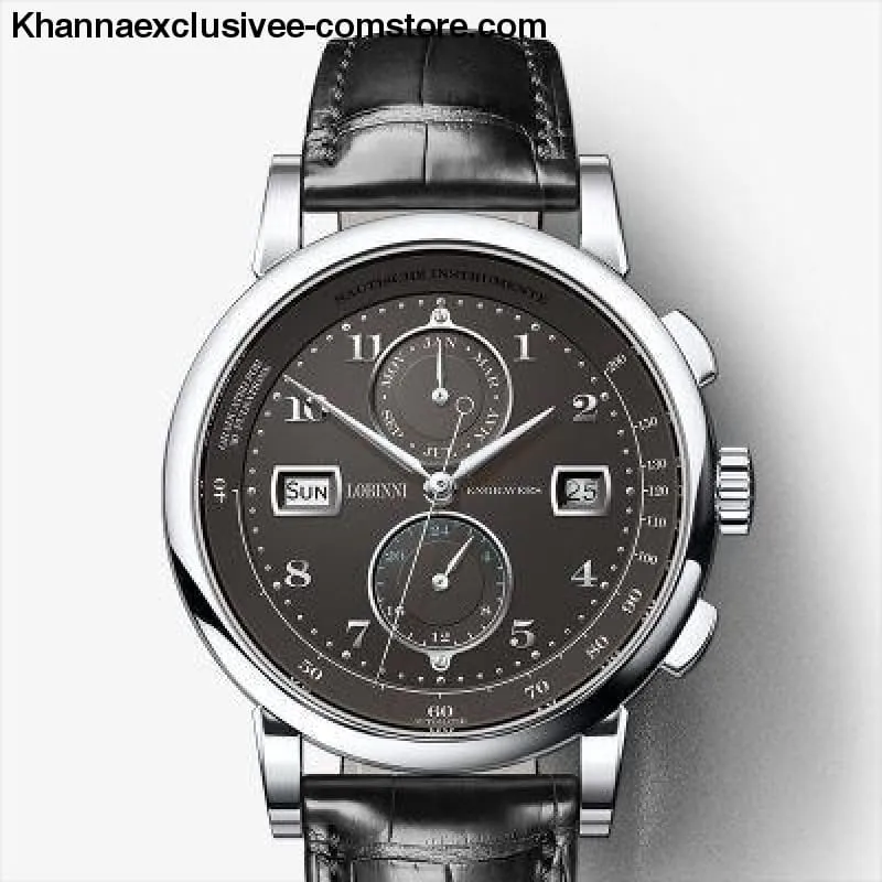 Switzerland Luxury Brand LOBINNI Men's Automatic Mechanical Sapphire Leather Tetrameter Wrist watch