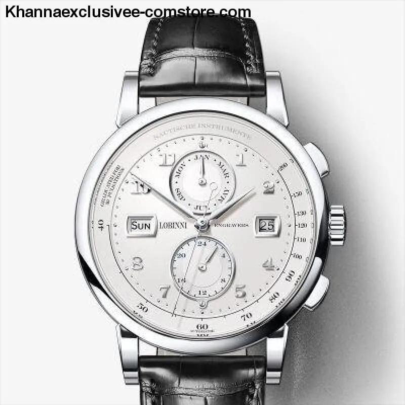 Switzerland Luxury Brand LOBINNI Men's Automatic Mechanical Sapphire Leather Tetrameter Wrist watch