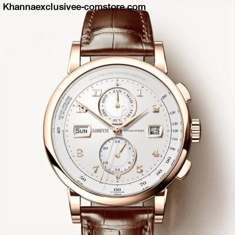 Switzerland Luxury Brand LOBINNI Men's Automatic Mechanical Sapphire Leather Tetrameter Wrist watch