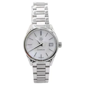 Tag Heuer Ladies Carrera Stainless Steel 32mm White MOP Stick Dial Watch Ref# WAR1311.BA0778