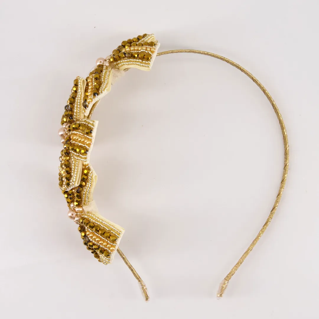 The Jolie Girls Gold Crystal Bow Headband