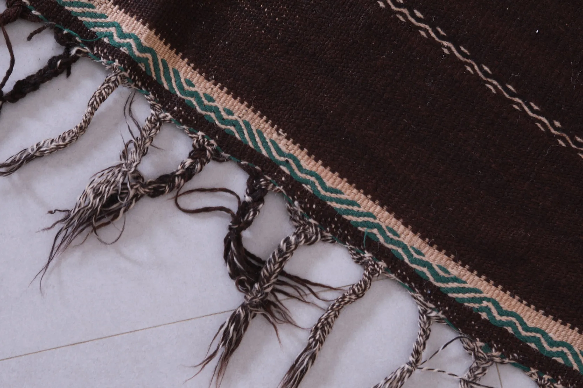Traditional Moroccan Berber Kilim Rug - 3.7x6.7 ft Handwoven Brown Striped
