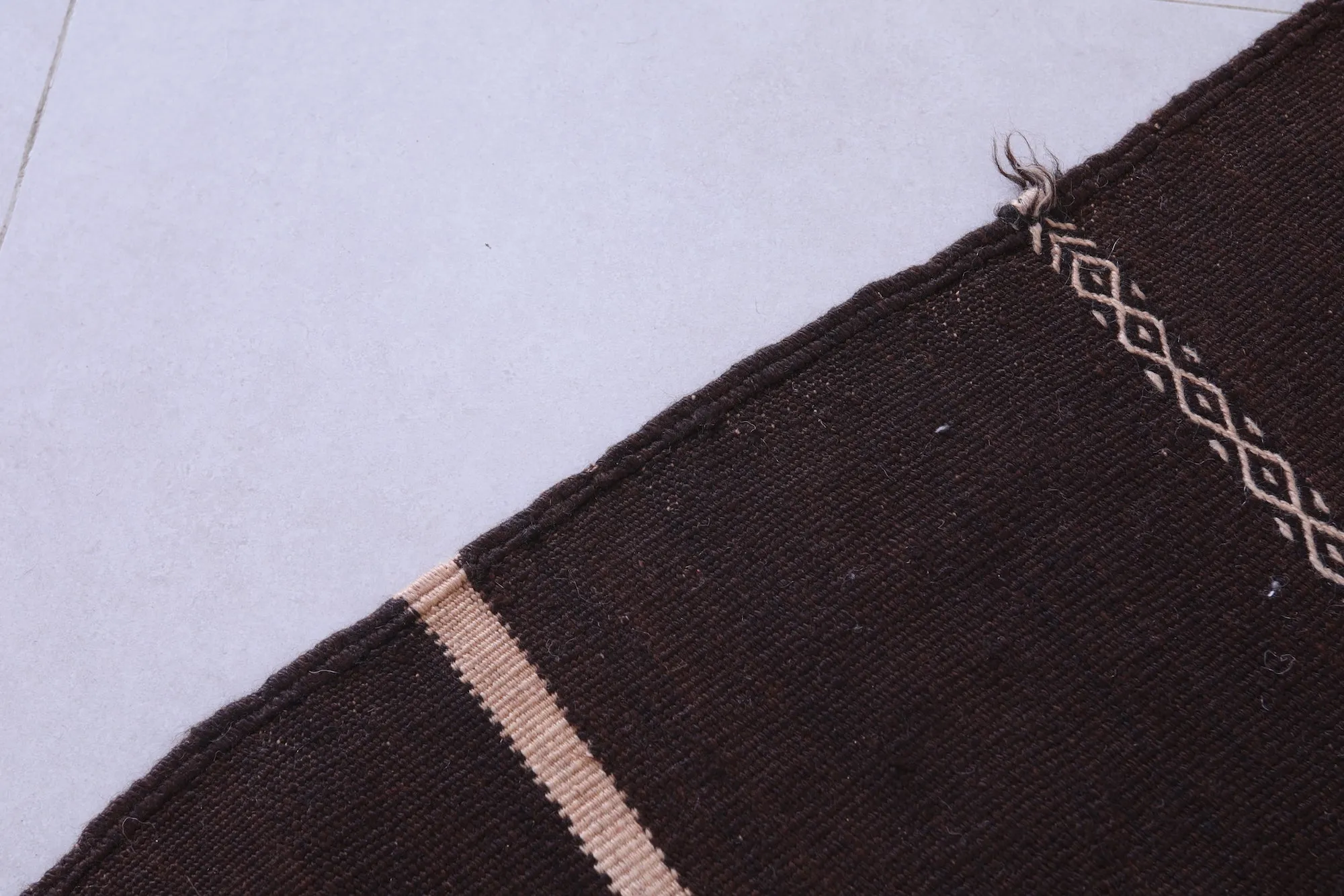 Traditional Moroccan Berber Kilim Rug - 3.7x6.7 ft Handwoven Brown Striped