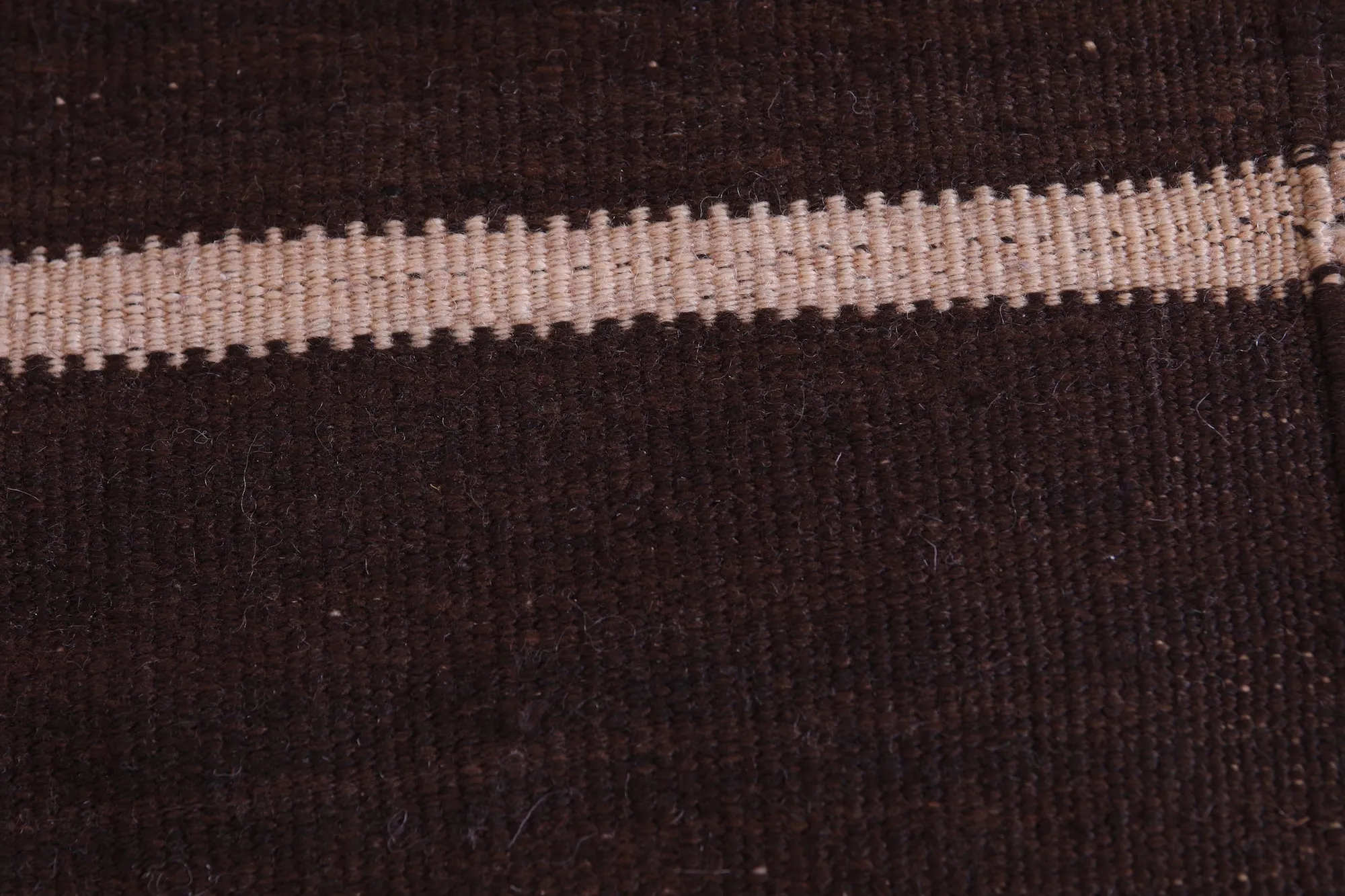 Traditional Moroccan Berber Kilim Rug - 3.7x6.7 ft Handwoven Brown Striped