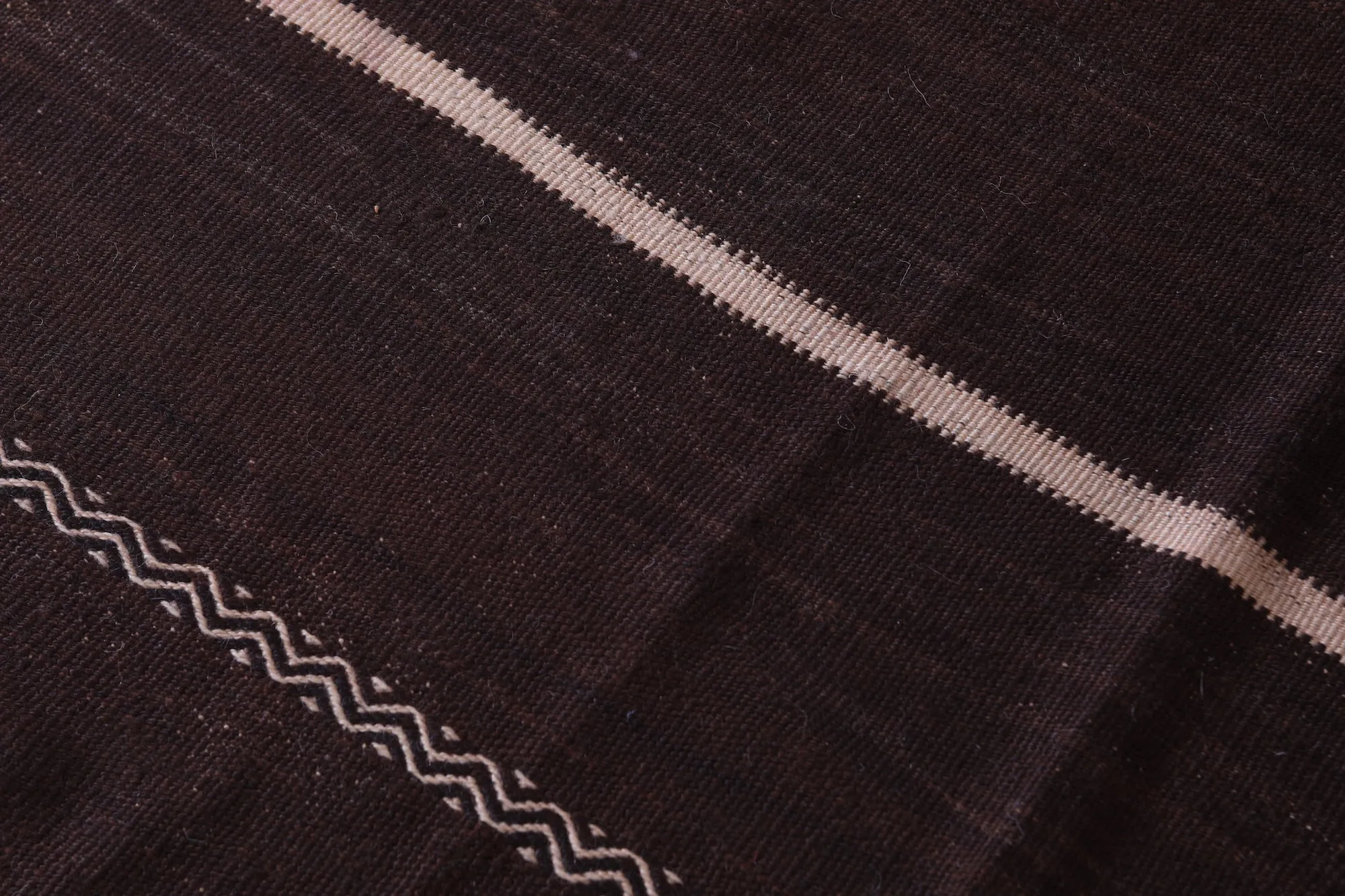 Traditional Moroccan Berber Kilim Rug - 3.7x6.7 ft Handwoven Brown Striped