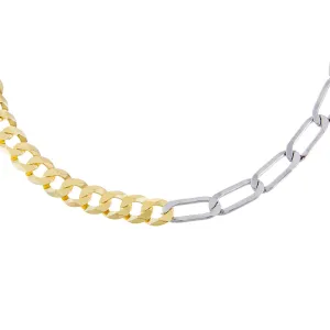Two Tone Cuban X Twisted Paperclip Necklace