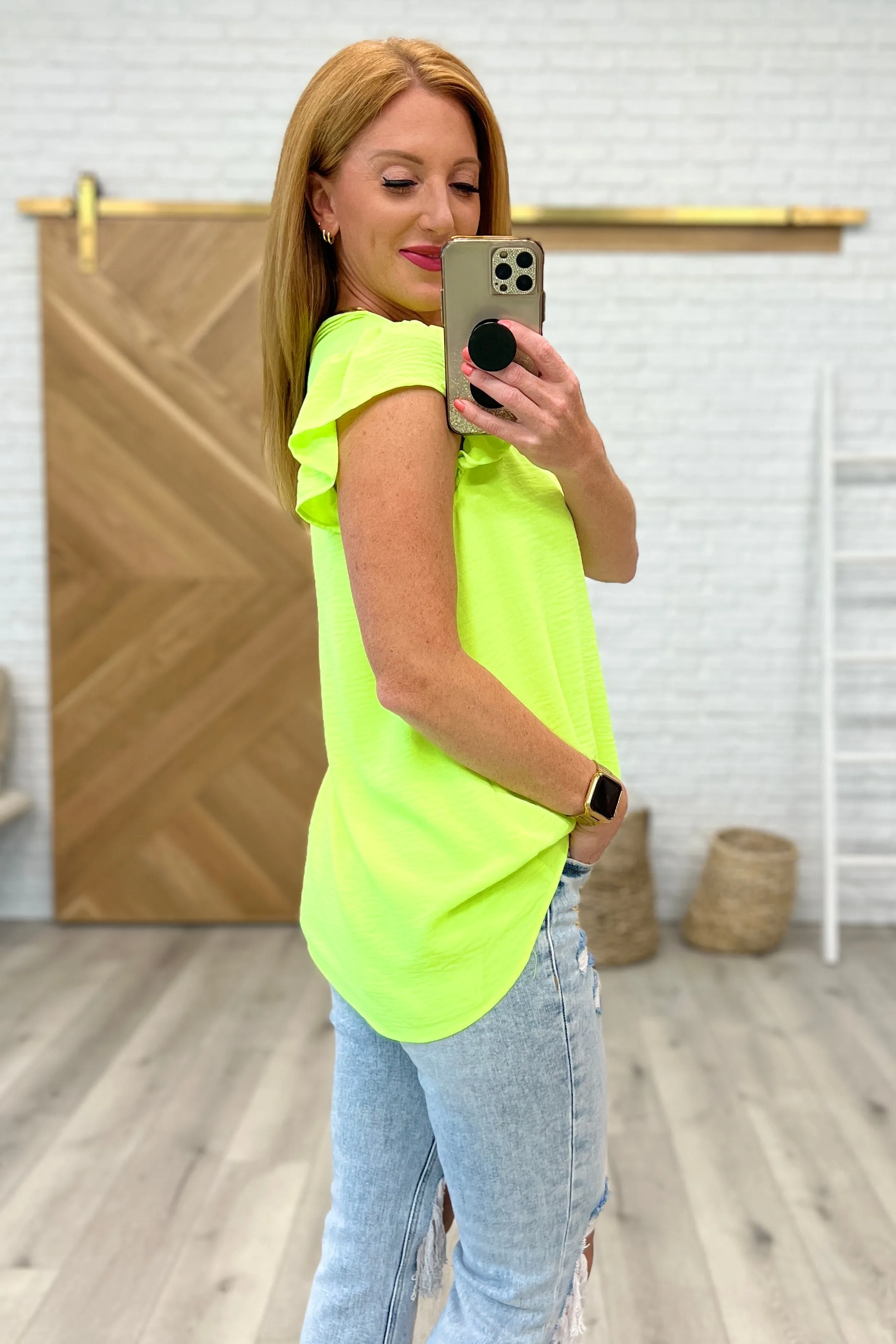 Under Neon Lights Ruffle Sleeve Top