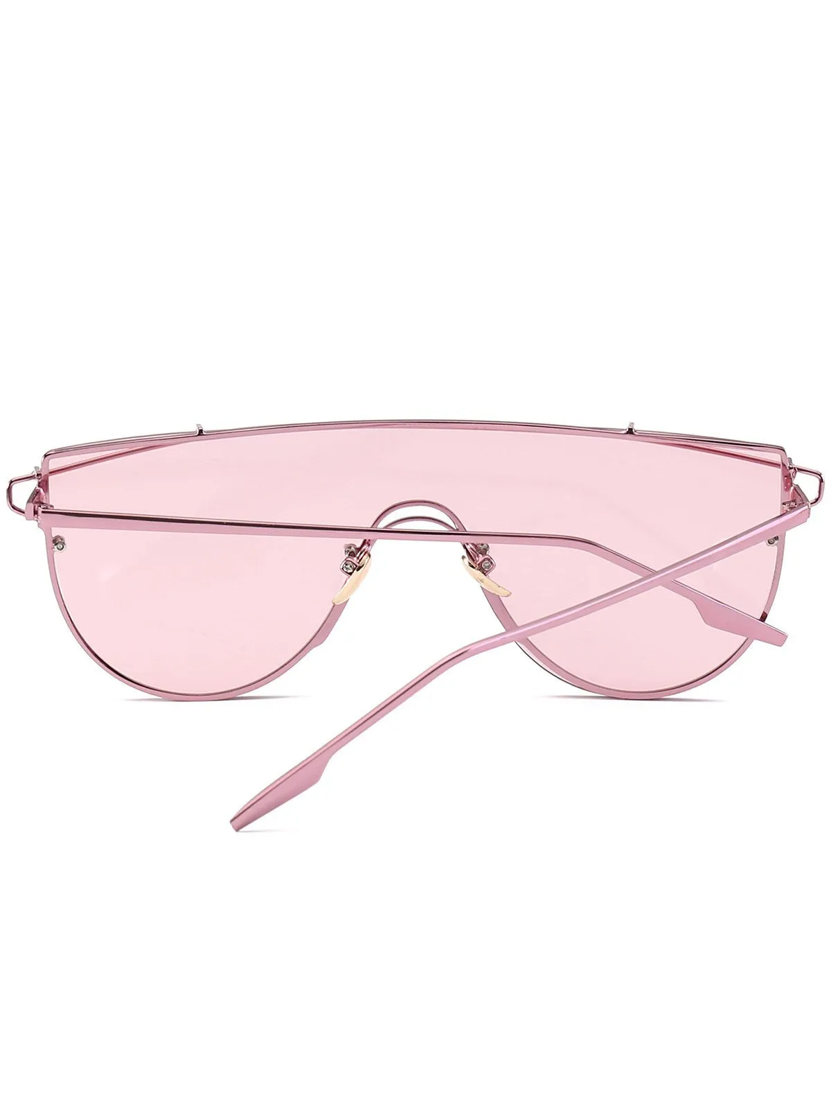 Unique Metallic Long Crossbar Shield Sunglasses