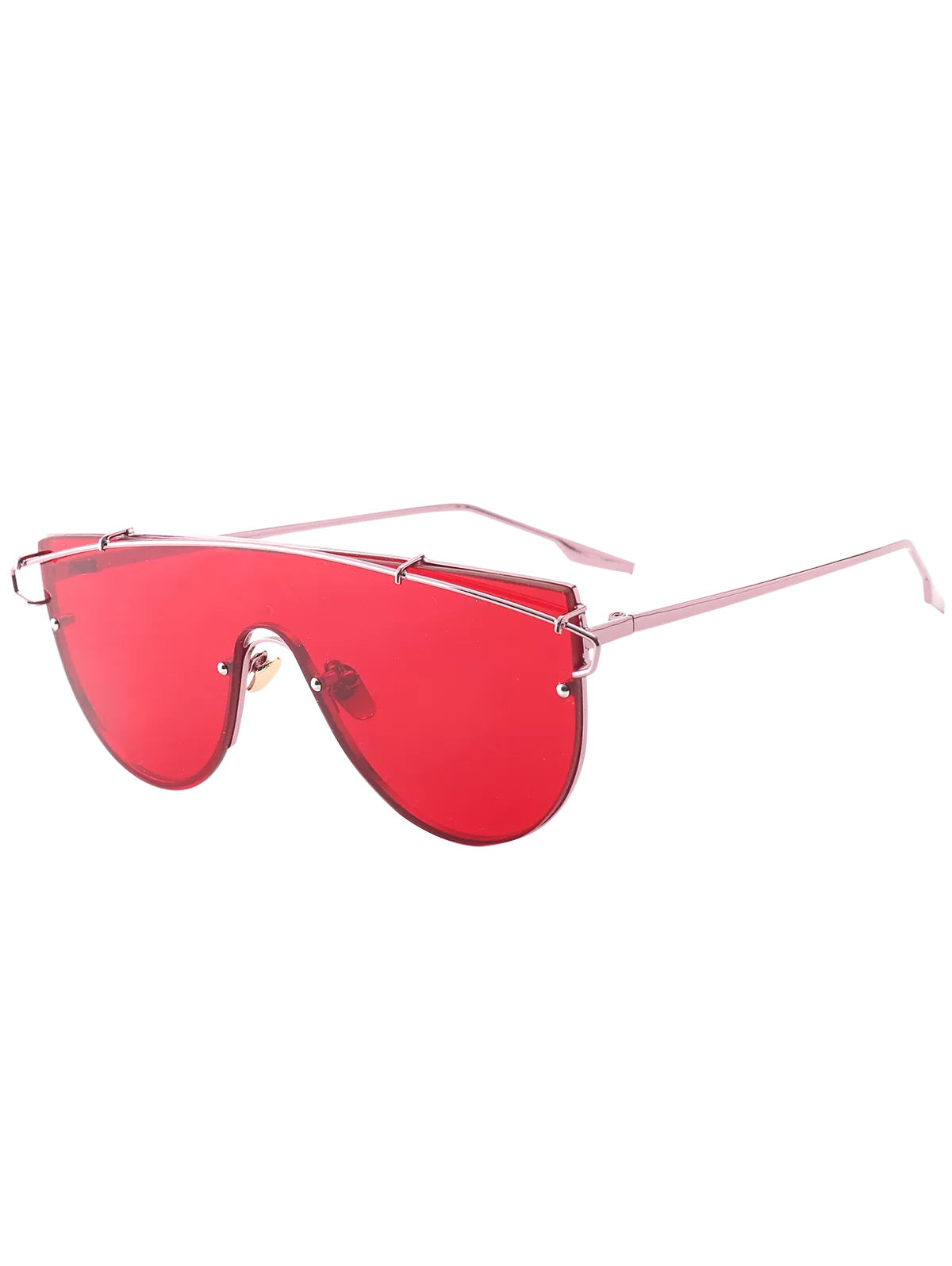 Unique Metallic Long Crossbar Shield Sunglasses