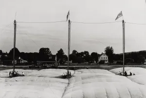 Untitled [Circus tent preparing to be raised]
