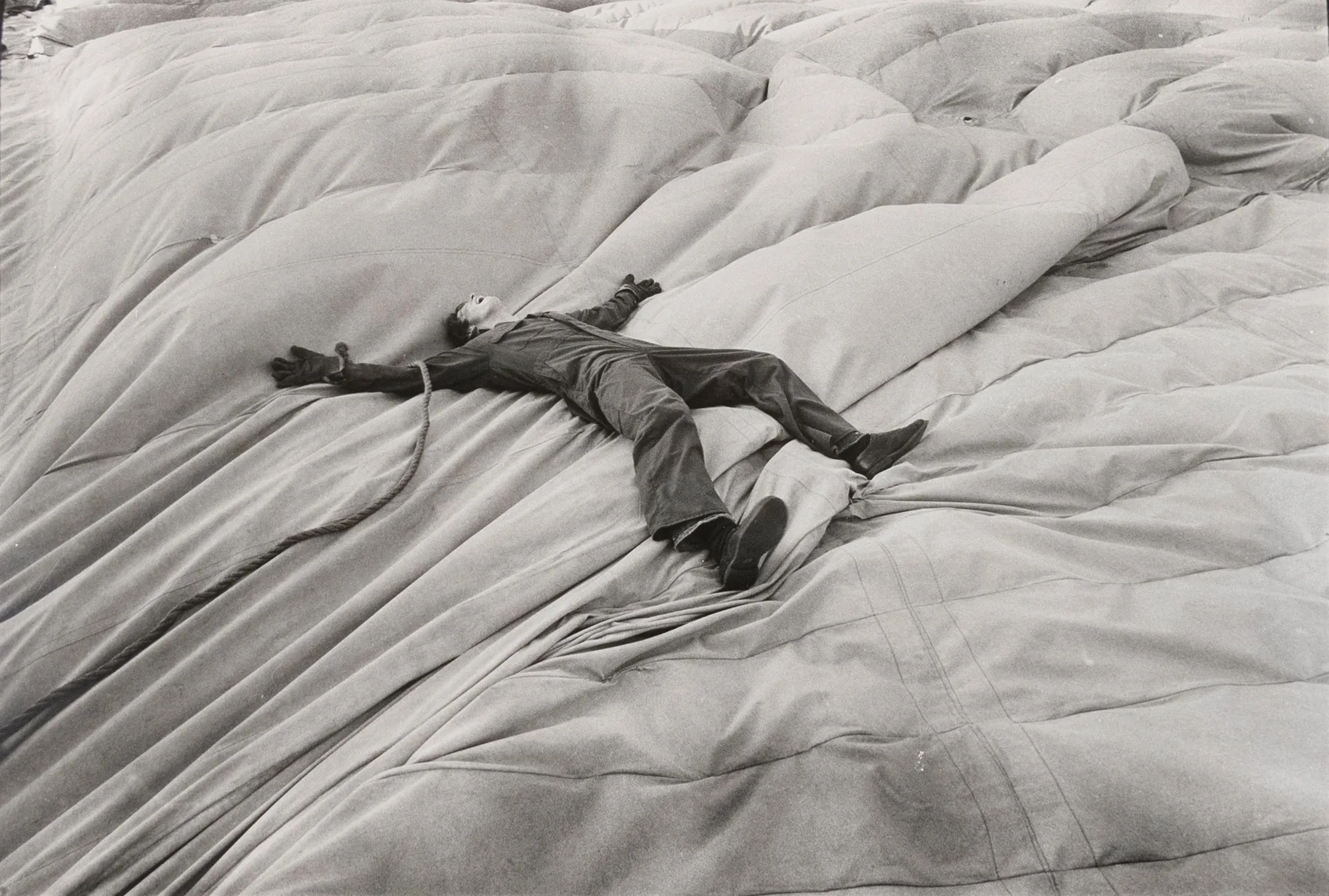 Untitled [Man on top of circus tent]
