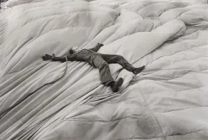 Untitled [Man on top of circus tent]