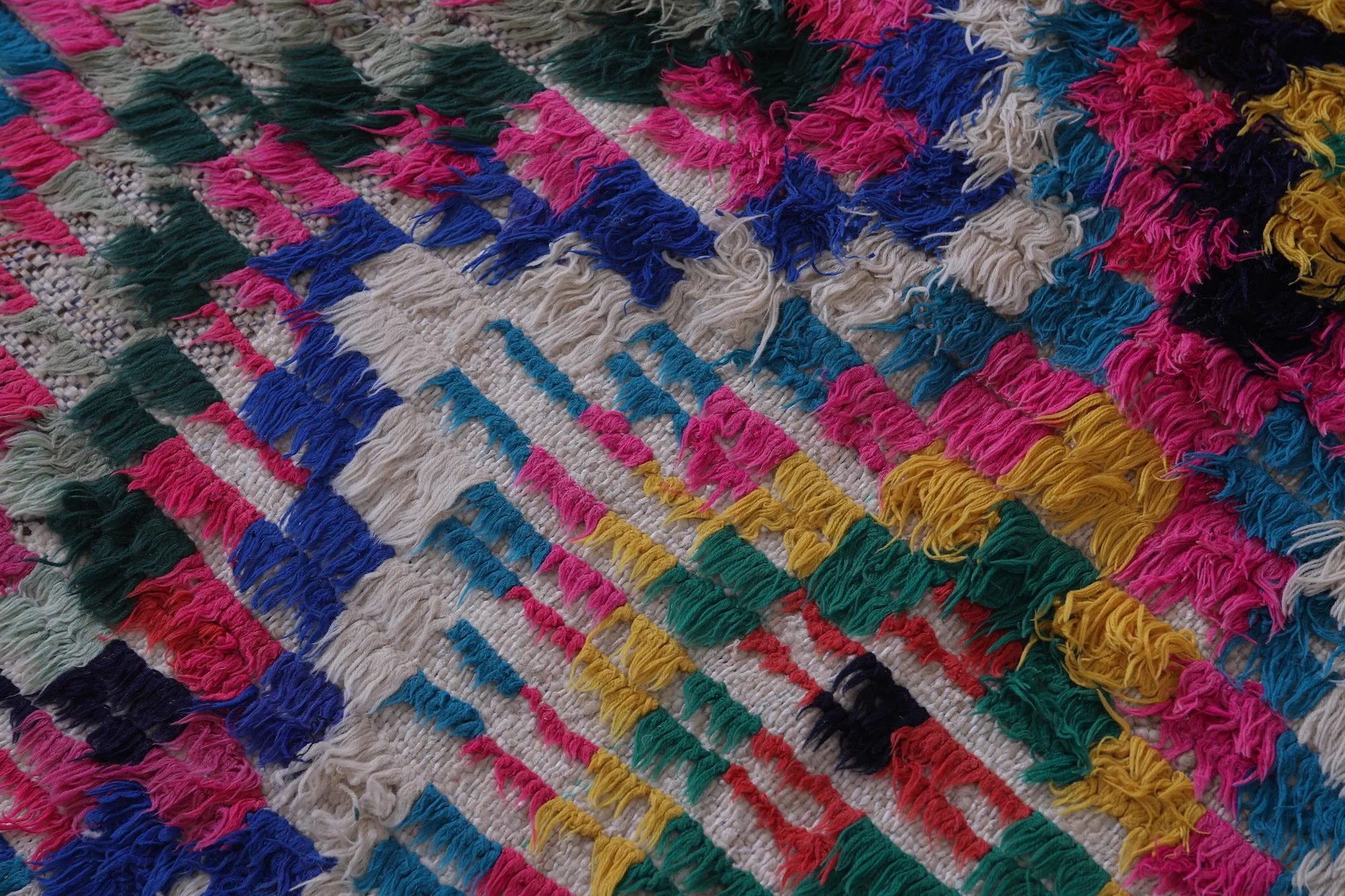 Vibrant Handmade Moroccan Boucherouite Rug – 4 X 5.2 Feet