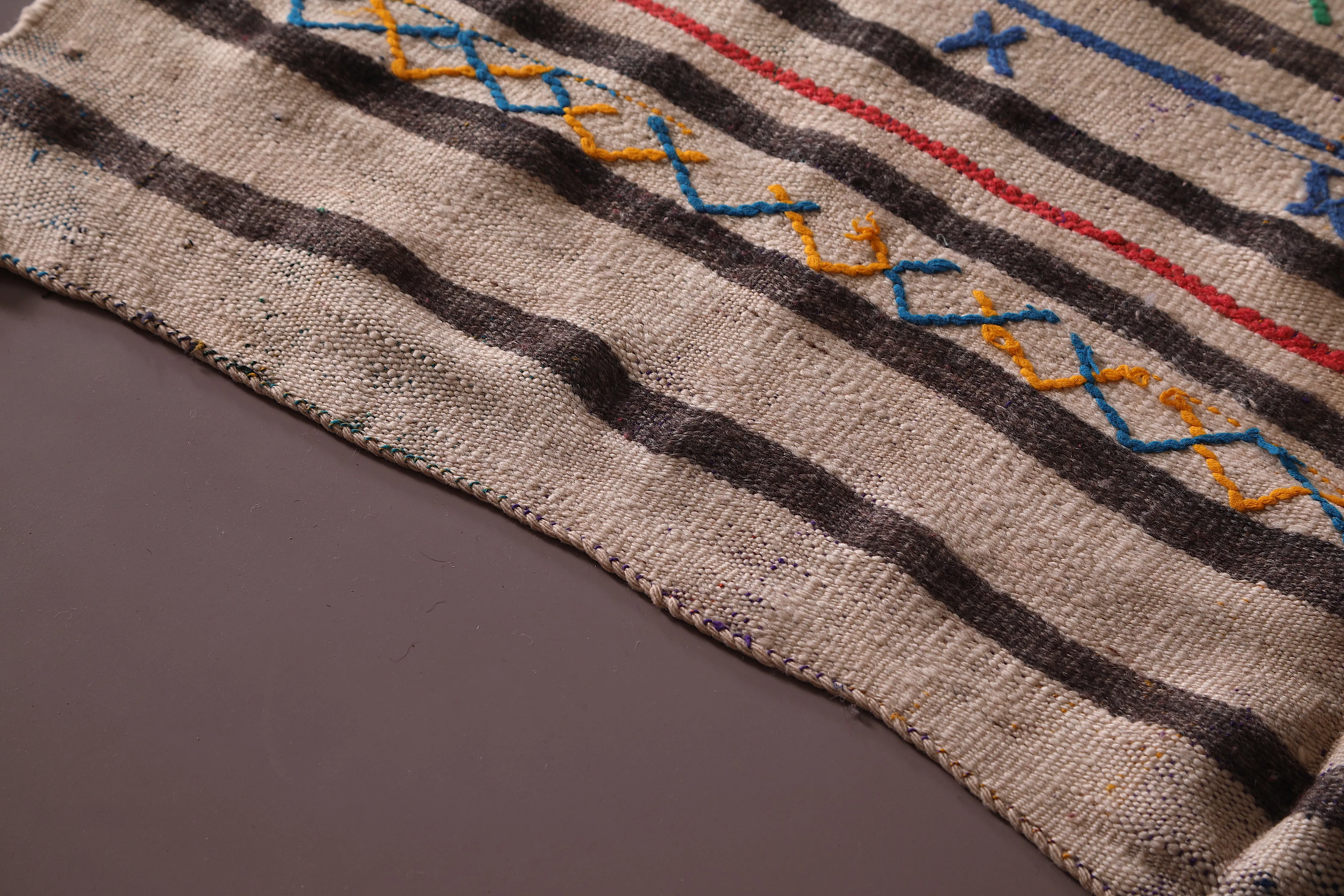 Vibrant Handwoven Moroccan Kilim Rug - 4.9x8.3 ft Tribal Design