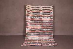 Vibrant Handwoven Moroccan Kilim Rug - 4.9x8.3 ft Tribal Design