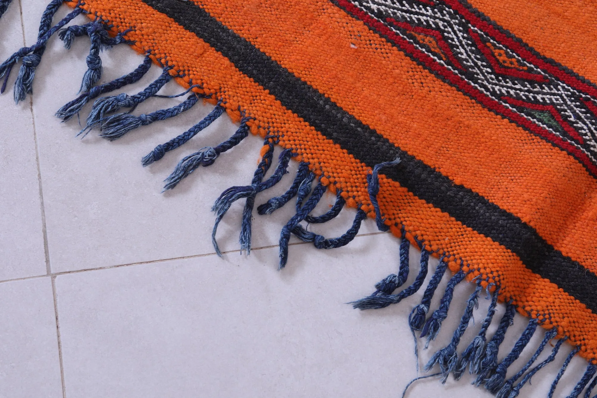 Vibrant Orange Moroccan Kilim Rug - 5.1x8.7 ft with Berber Patterns
