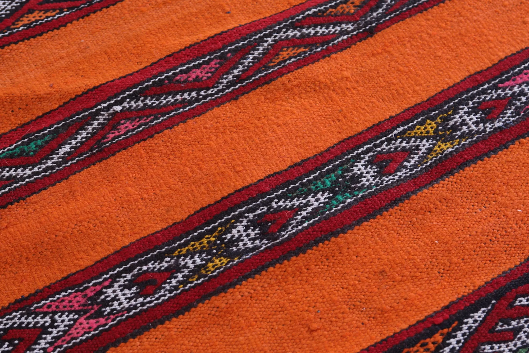 Vibrant Orange Moroccan Kilim Rug - 5.1x8.7 ft with Berber Patterns