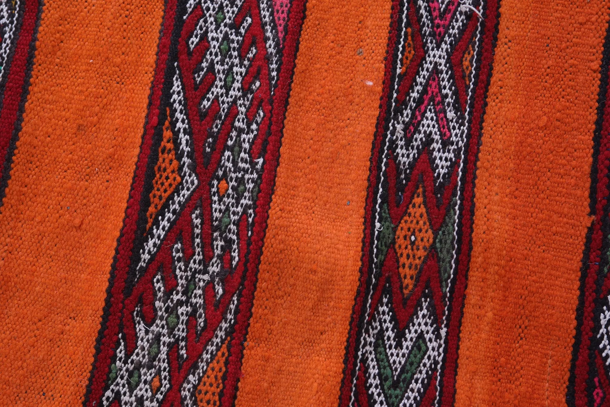 Vibrant Orange Moroccan Kilim Rug - 5.1x8.7 ft with Berber Patterns