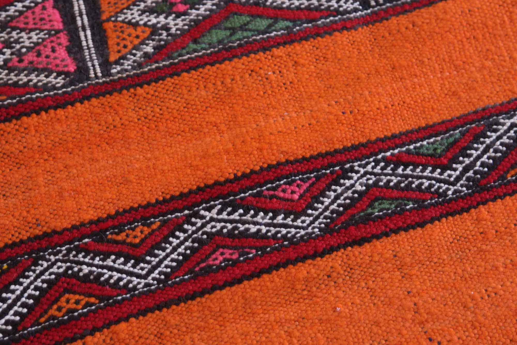 Vibrant Orange Moroccan Kilim Rug - 5.1x8.7 ft with Berber Patterns