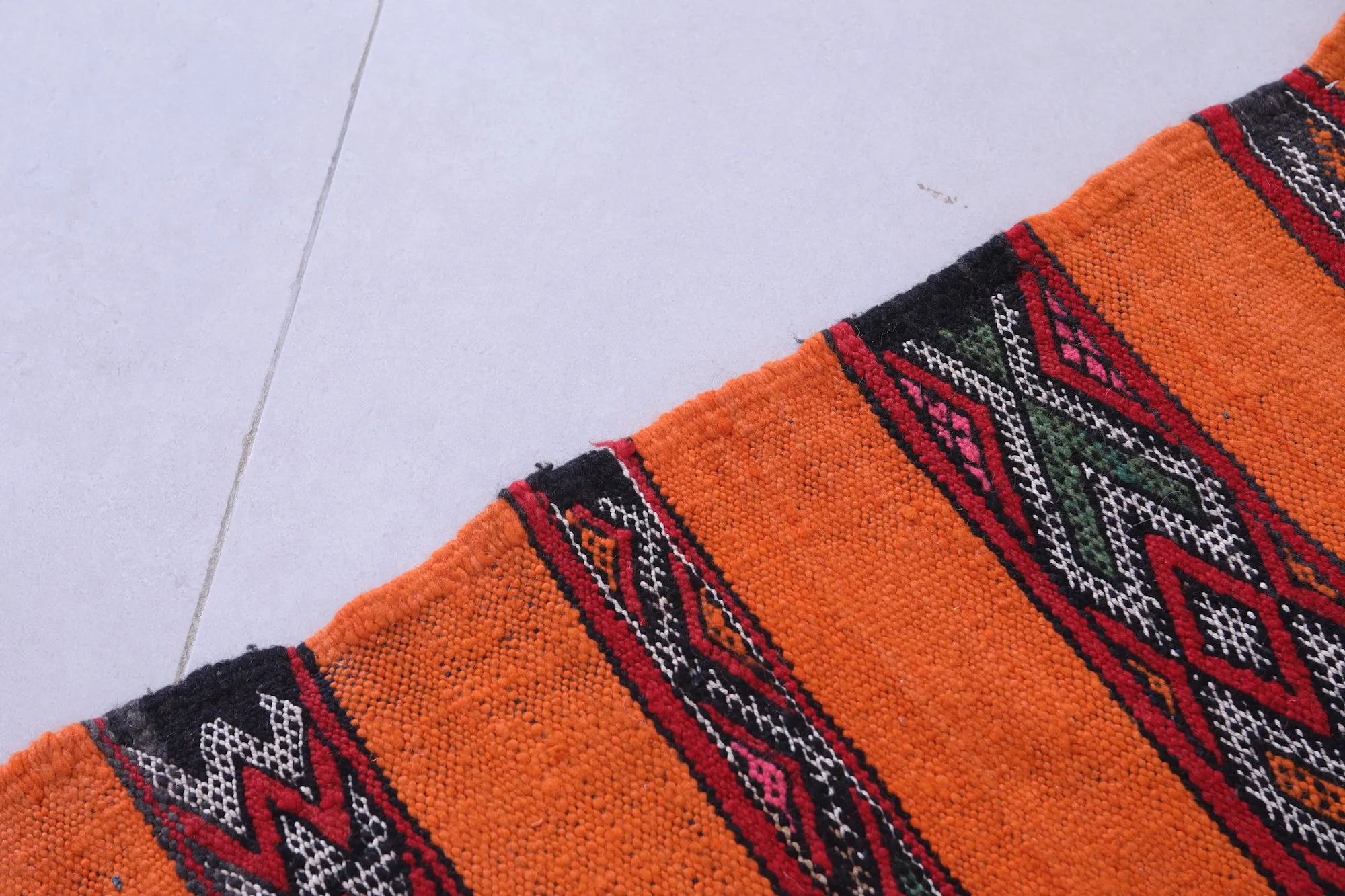 Vibrant Orange Moroccan Kilim Rug - 5.1x8.7 ft with Berber Patterns