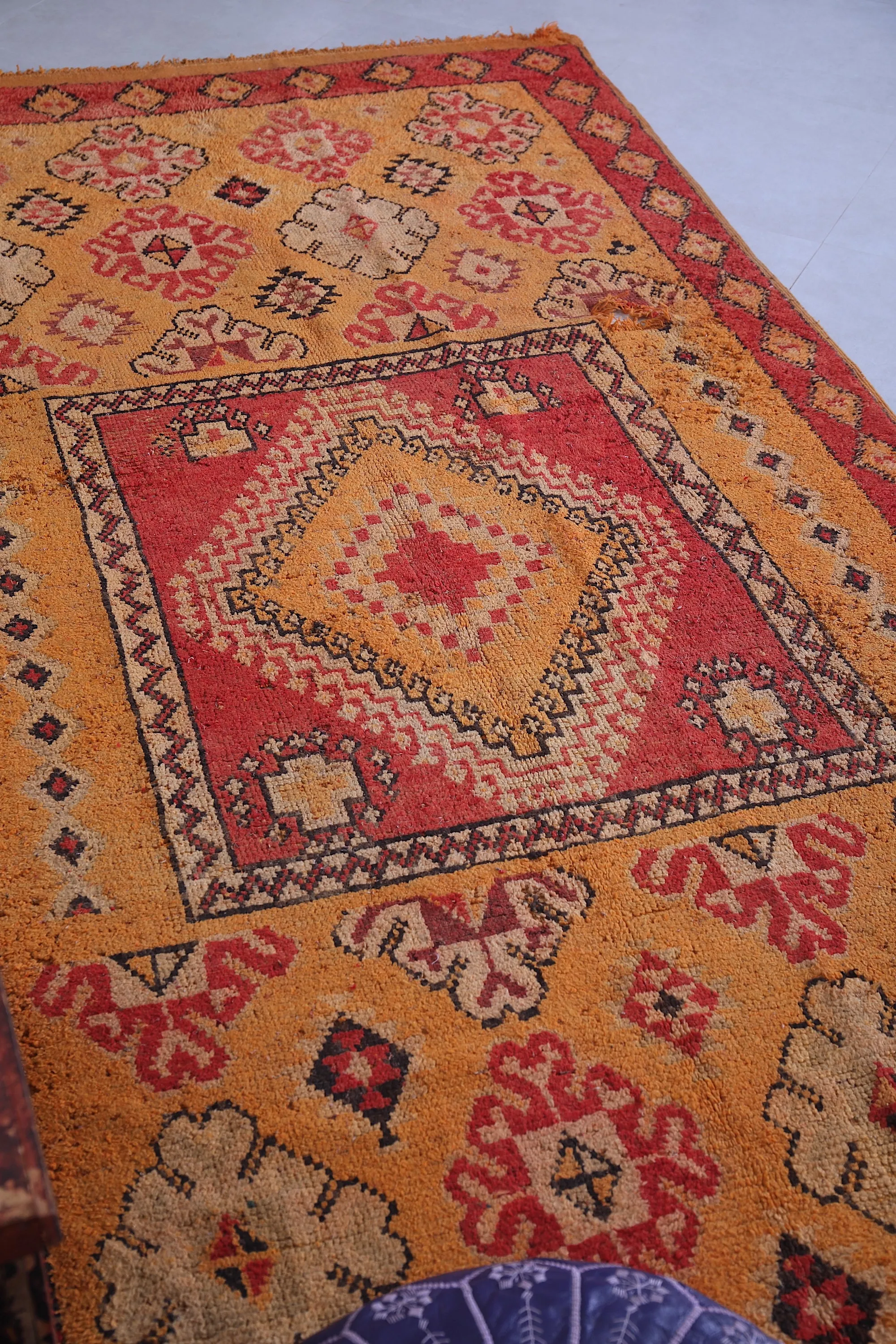 Vibrant Orange Moroccan Rug 5.2 x 11.6 FT - Handwoven Bohemian Charm