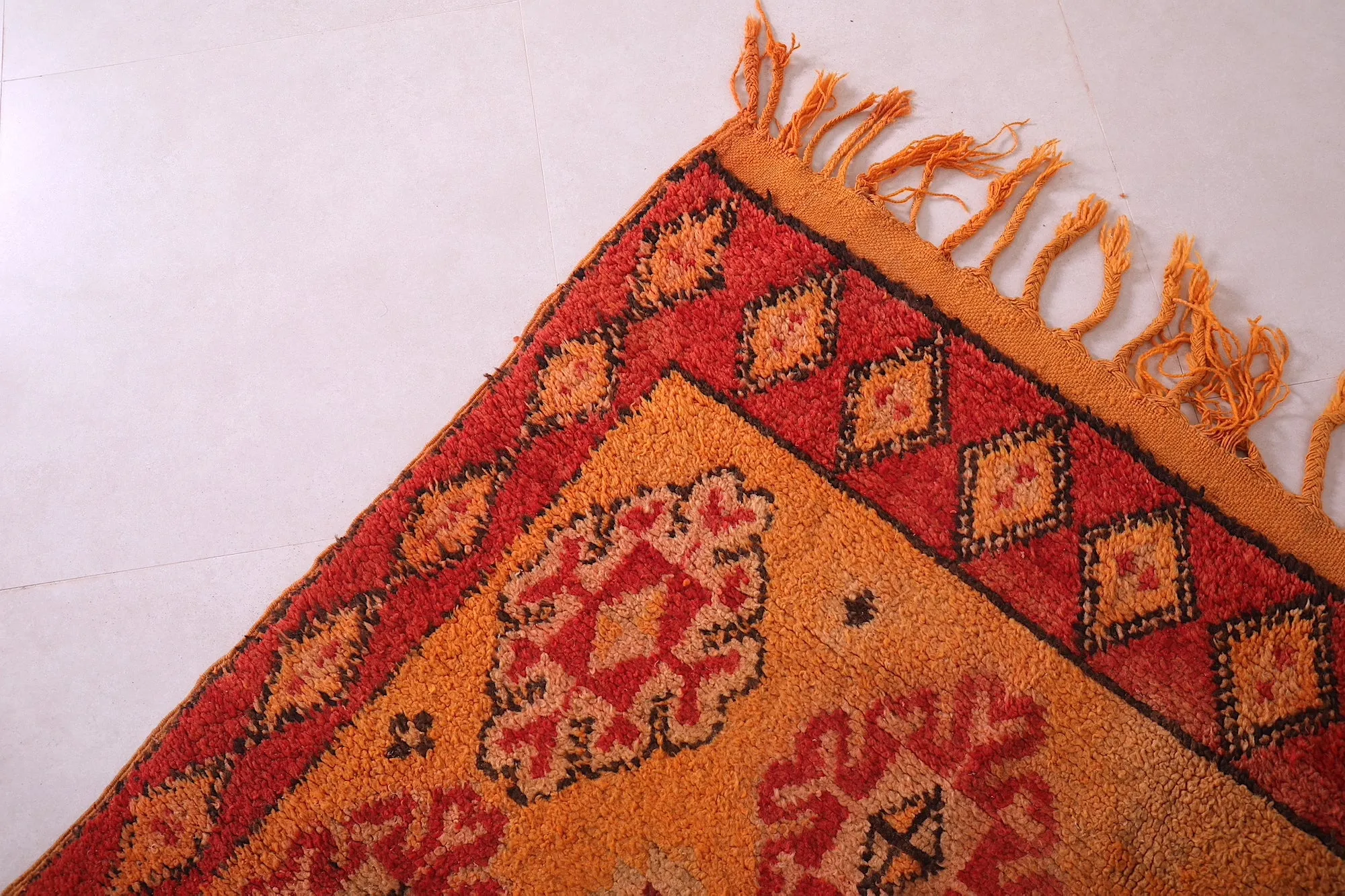 Vibrant Orange Moroccan Rug 5.2 x 11.6 FT - Handwoven Bohemian Charm