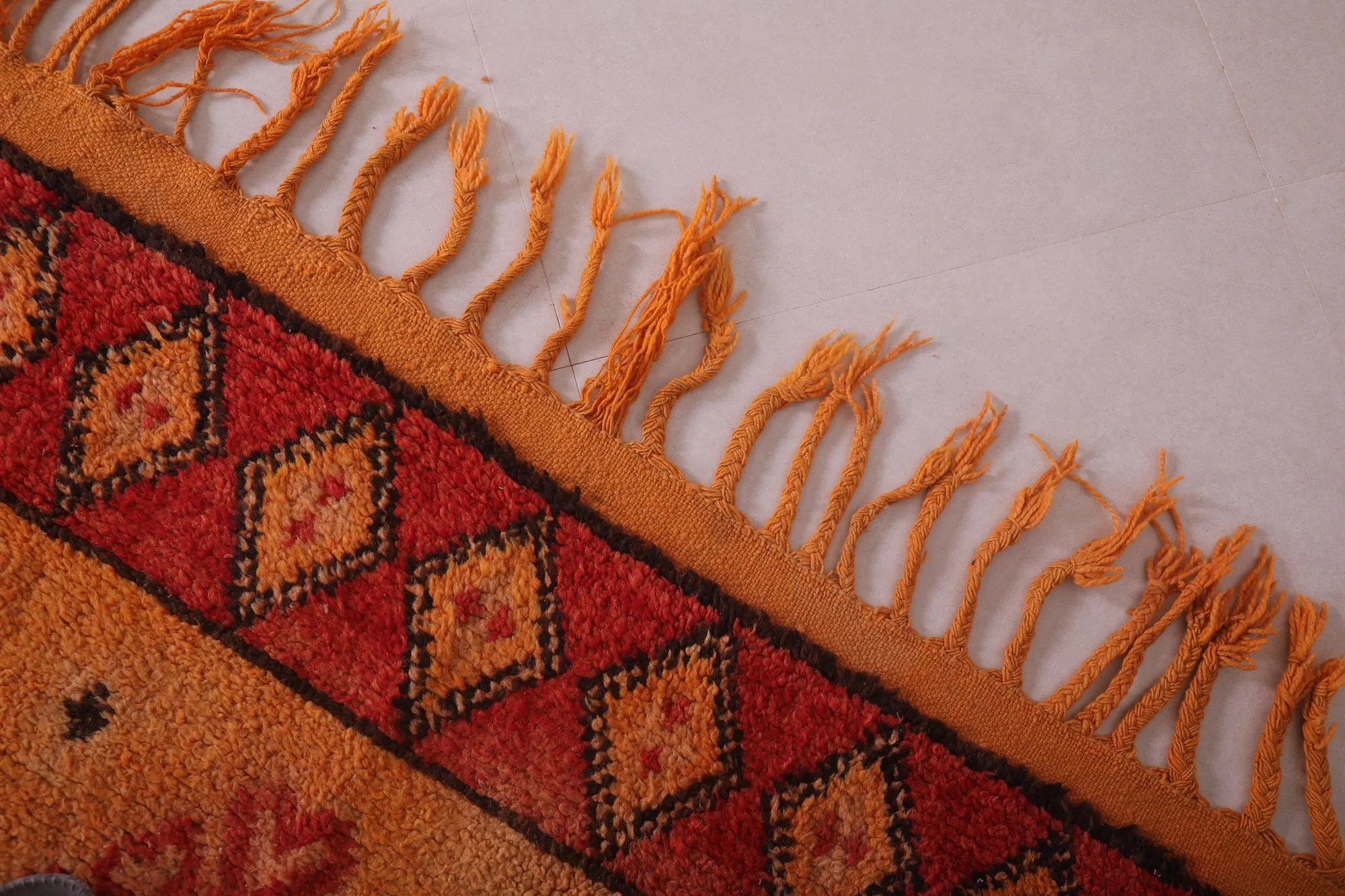 Vibrant Orange Moroccan Rug 5.2 x 11.6 FT - Handwoven Bohemian Charm