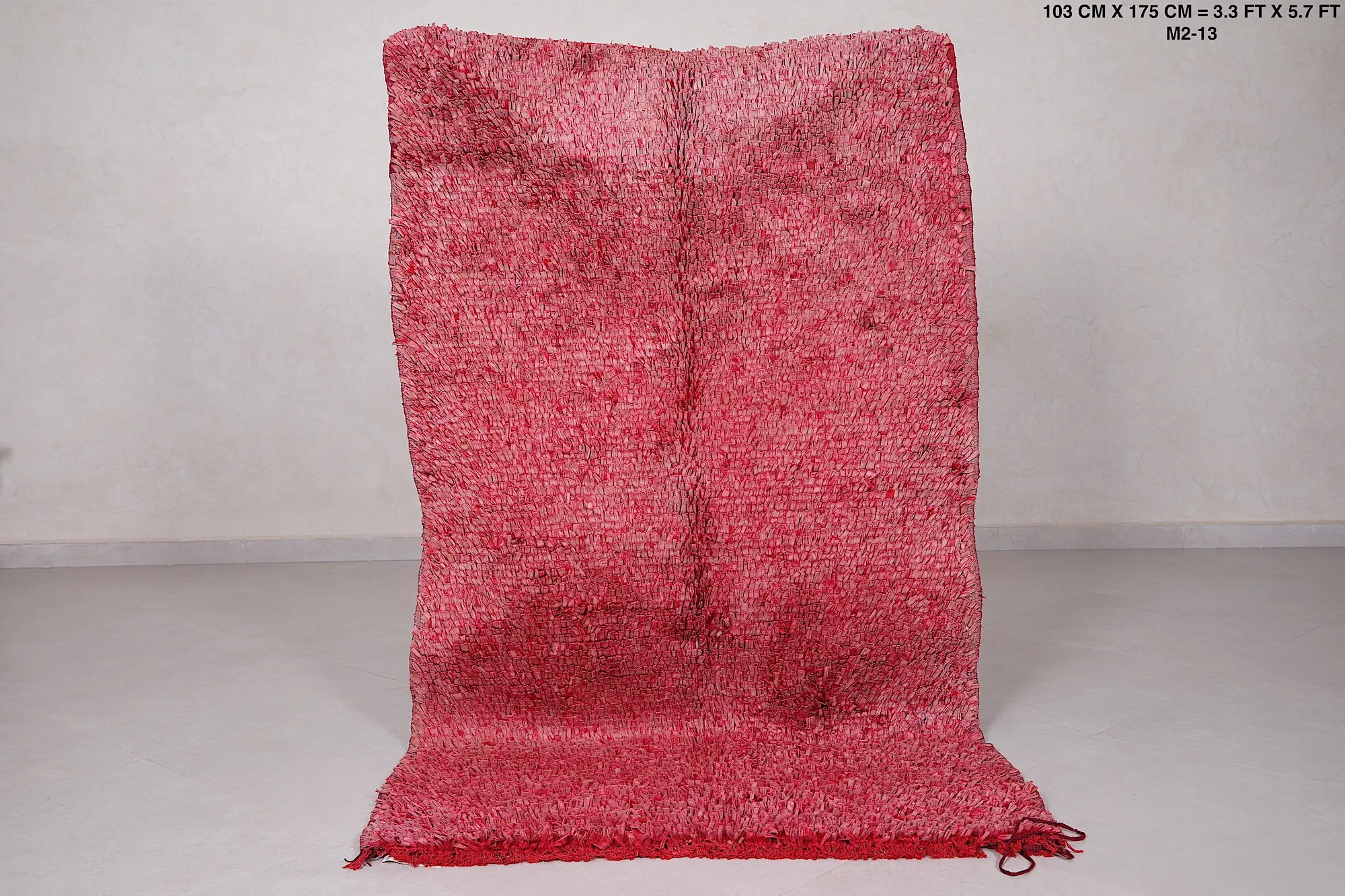 Vibrant Red Moroccan Rug – 3.3 x 5.7 Feet – Handmade Charm