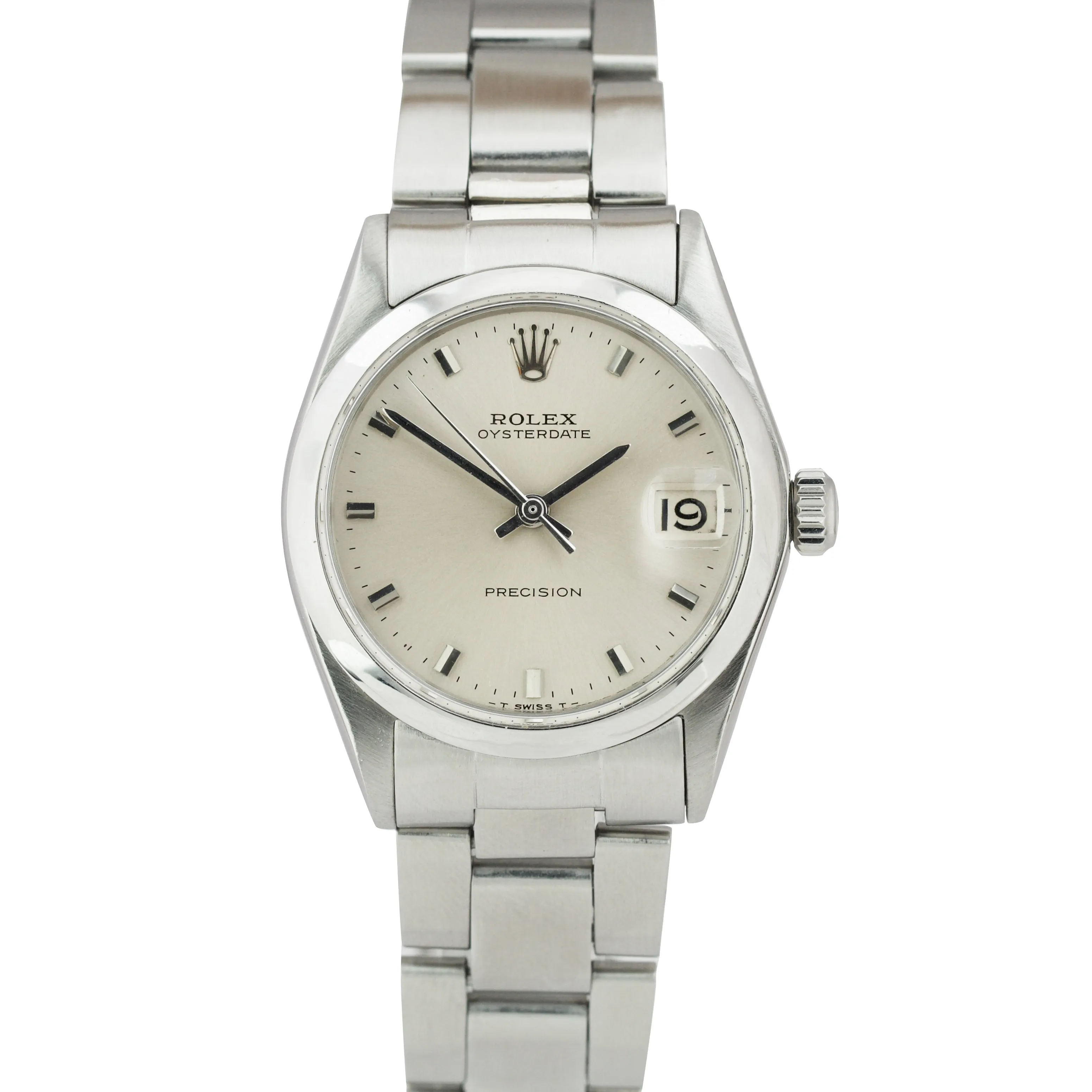 Vintage 1969 Rolex Oysterdate Precision 6466 Silver 31mm Midsize Stainless Watch