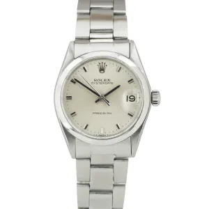 Vintage 1969 Rolex Oysterdate Precision 6466 Silver 31mm Midsize Stainless Watch