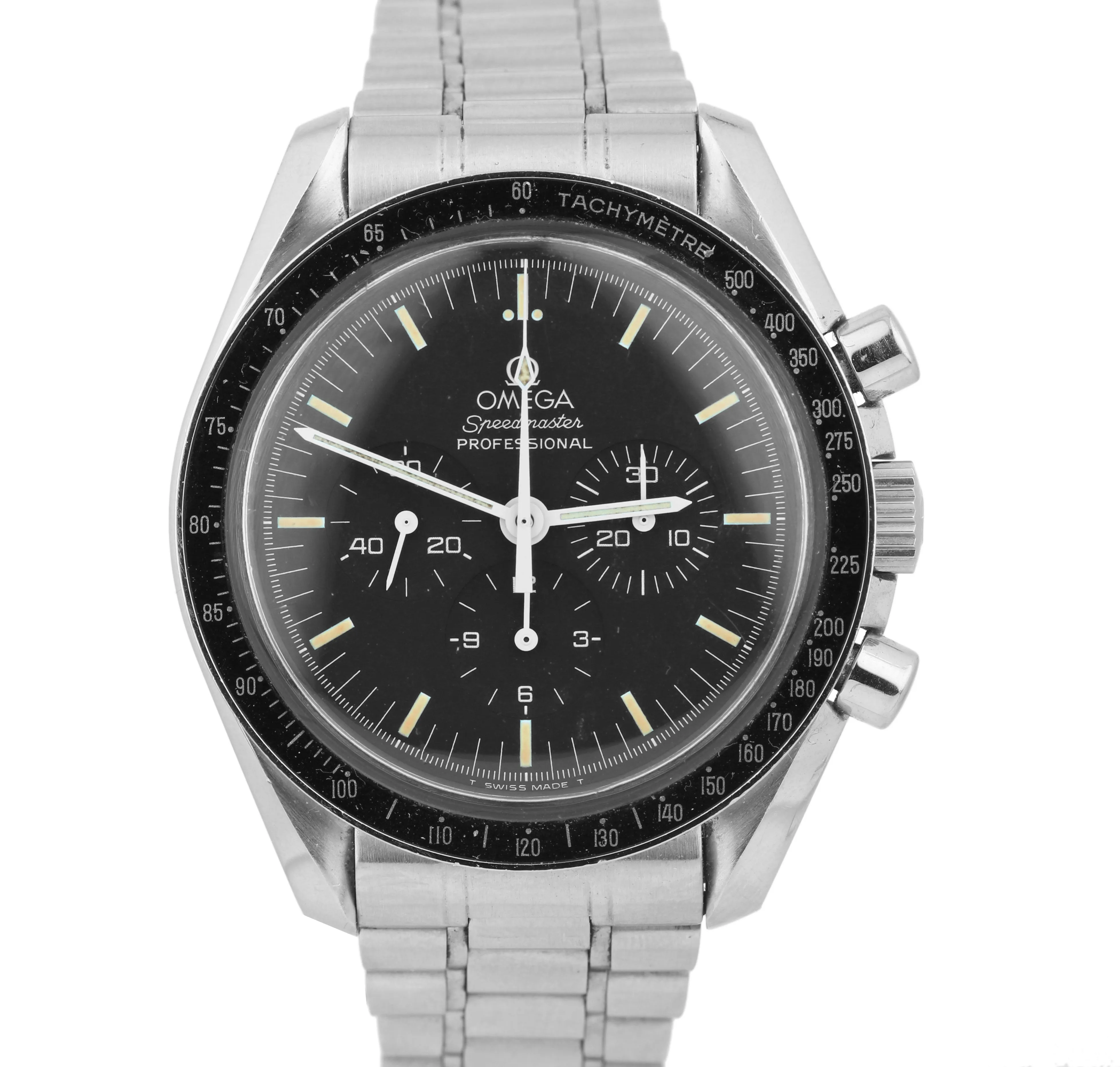 Vintage 1990s Omega Speedmaster Black 42mm PATINA 145.022 Stainless Steel Watch