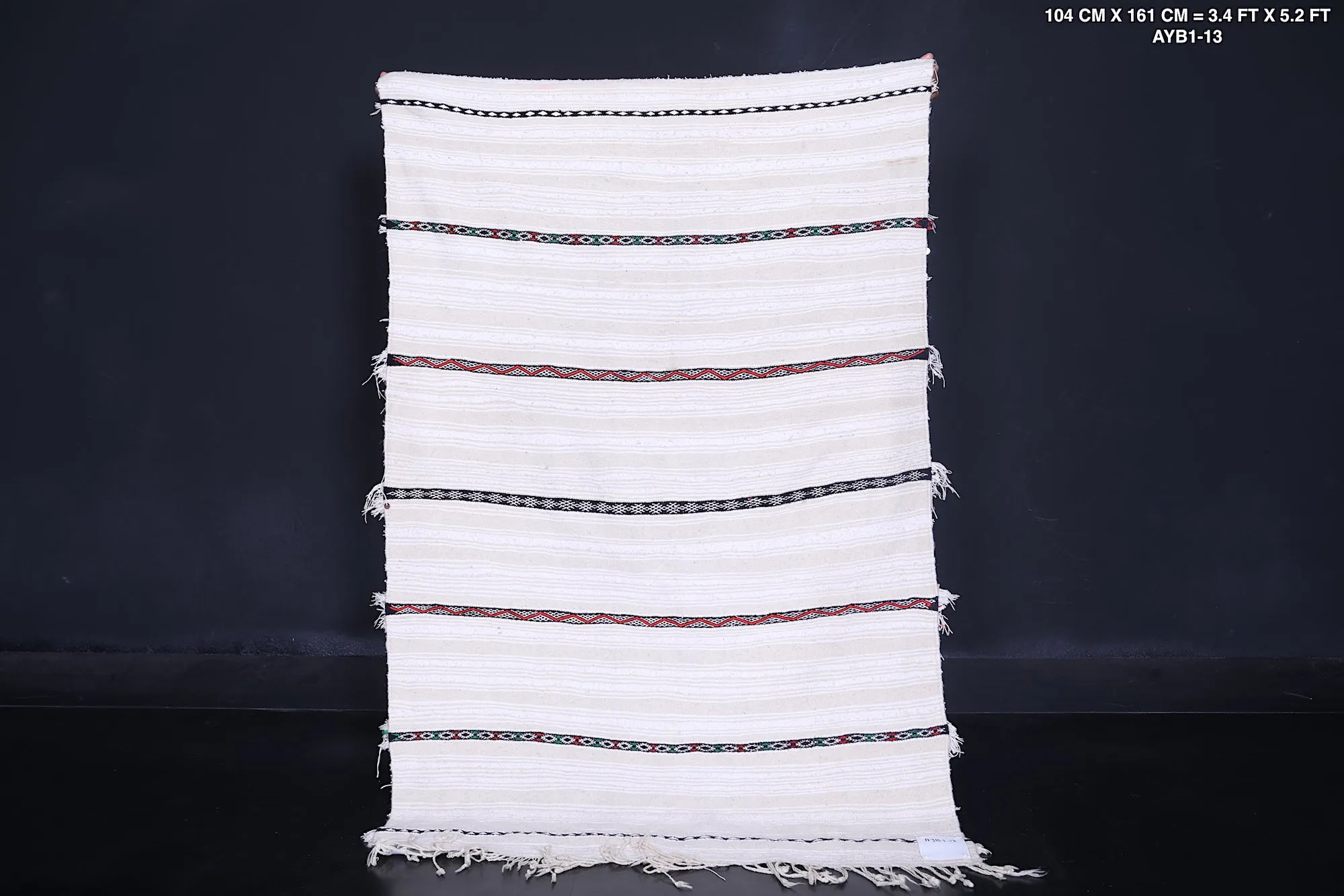 Vintage Berber Rug 3.4 ft x 5.2 ft - Handwoven Moroccan Handira Blanket