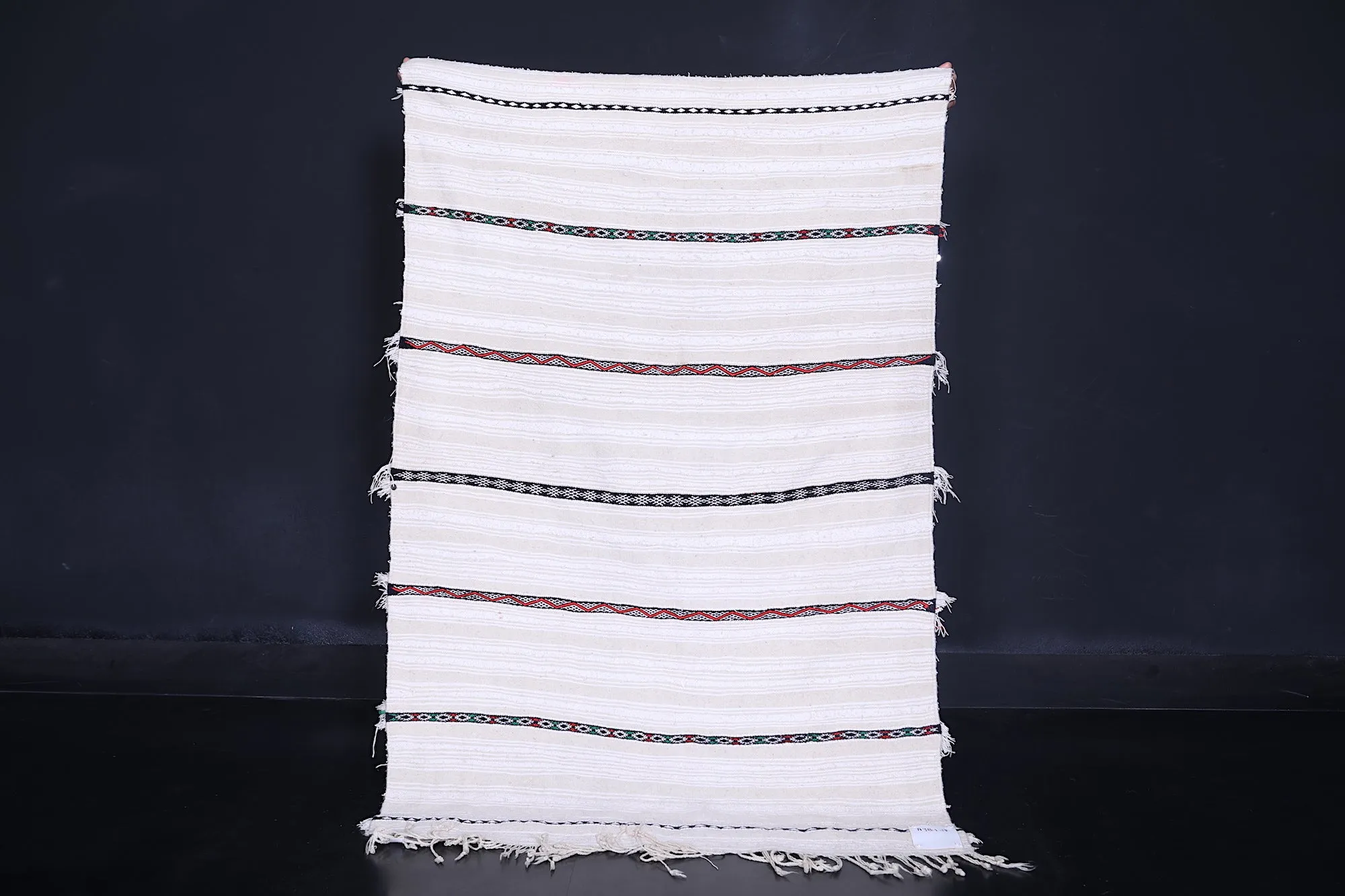 Vintage Berber Rug 3.4 ft x 5.2 ft - Handwoven Moroccan Handira Blanket