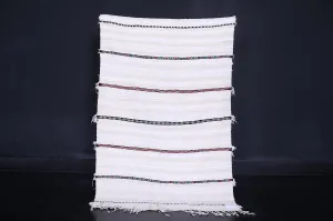 Vintage Berber Rug 3.4 ft x 5.2 ft - Handwoven Moroccan Handira Blanket