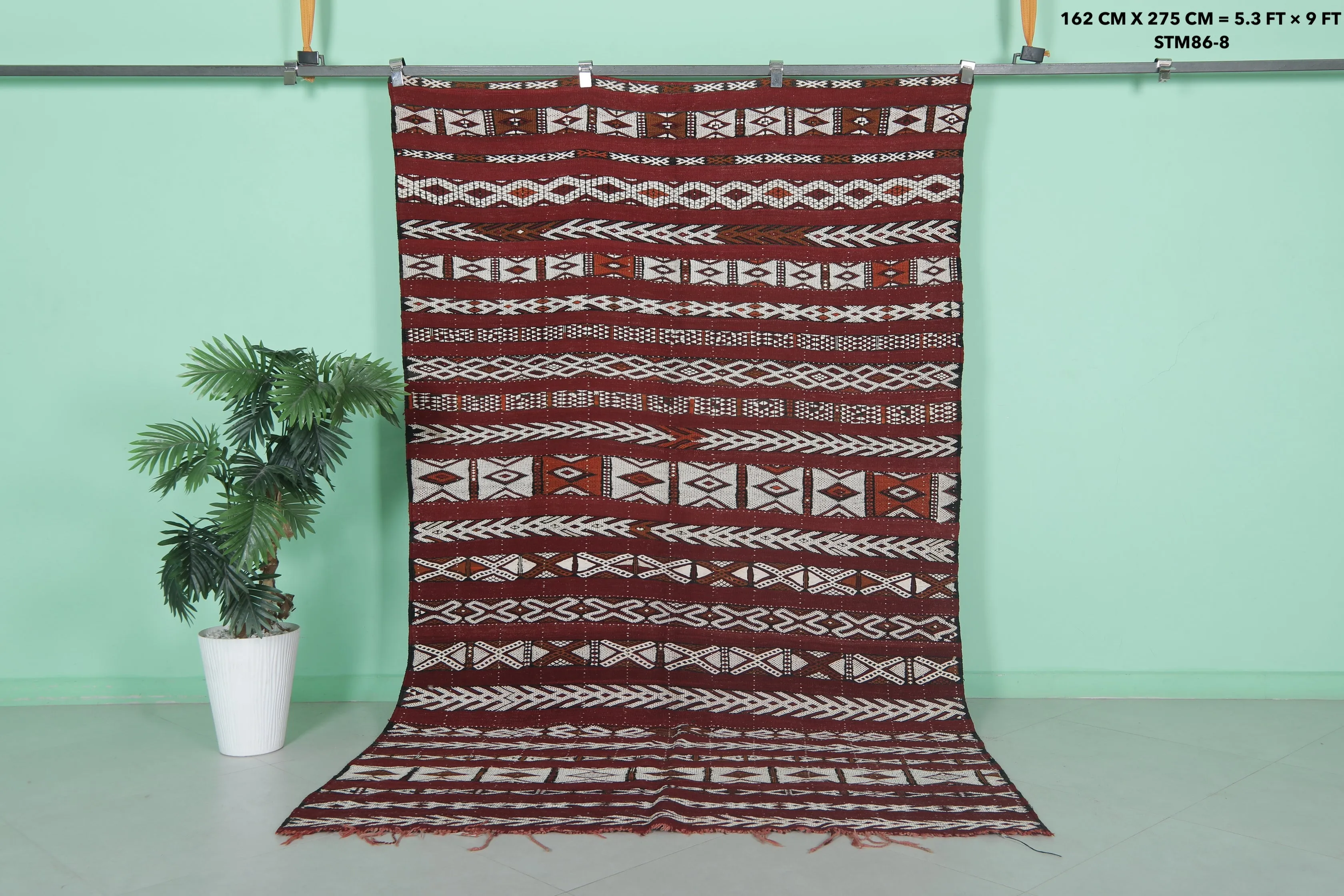 Vintage Berber Rug - 5.3 ft x 9 ft - Moroccan Beni Ourain Carpet