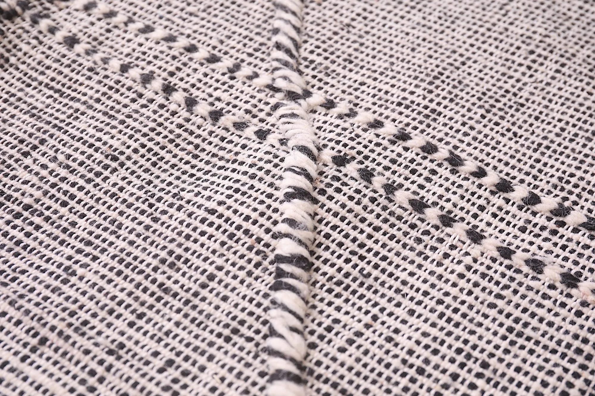Vintage Berber Rug - Black and White Design - 3.3x4.6 ft