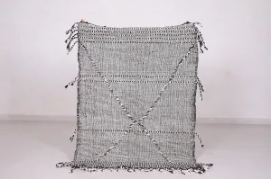 Vintage Berber Rug - Black and White Design - 3.3x4.6 ft
