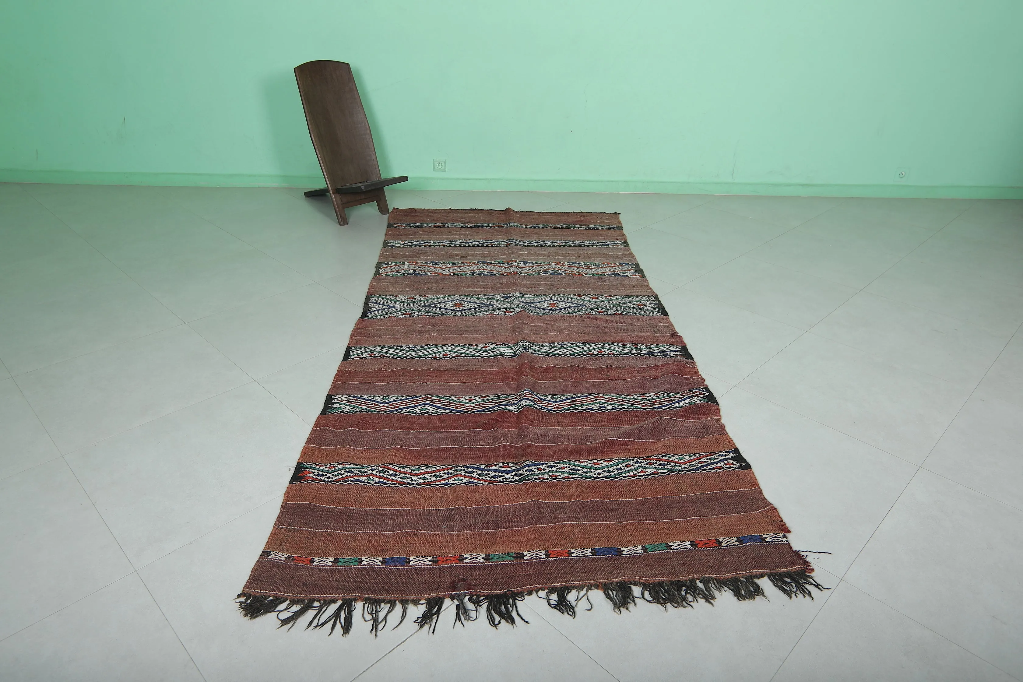 Vintage Berber Rug Runner - 4.2 FT × 9.2 FT | Moroccan Style