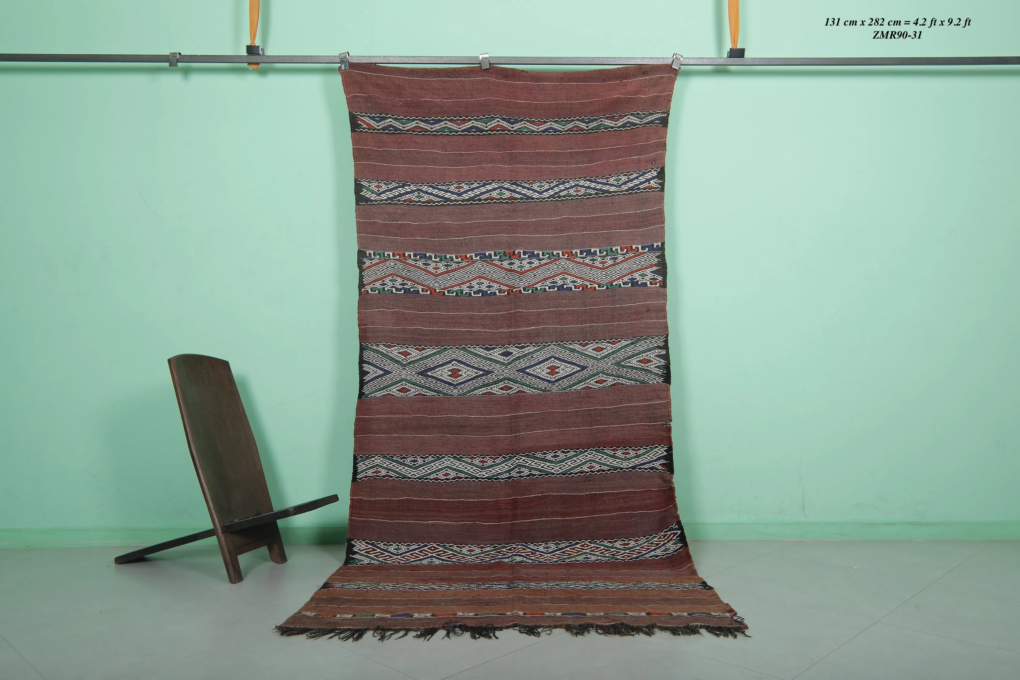 Vintage Berber Rug Runner - 4.2 FT × 9.2 FT | Moroccan Style