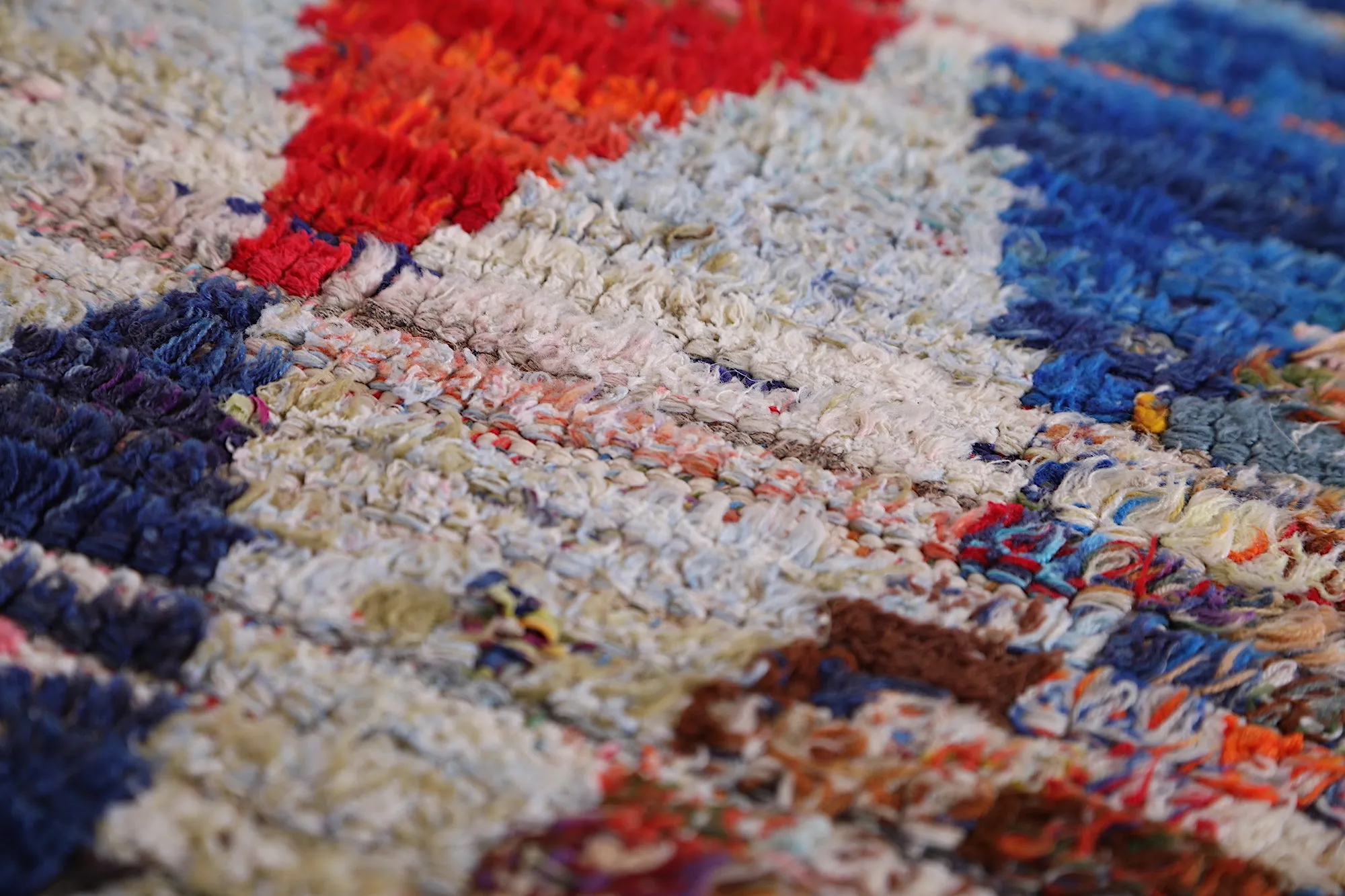 Vintage Boucherouite Runner Rug 2.6 x 6.9 Feet - Moroccan Handmade Art